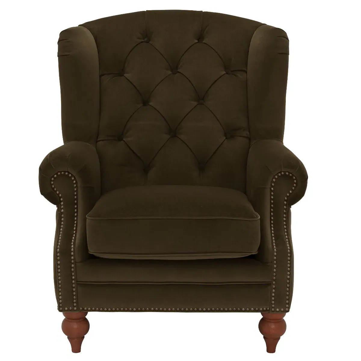 Ullswater Wing Chair - Green, Velvet