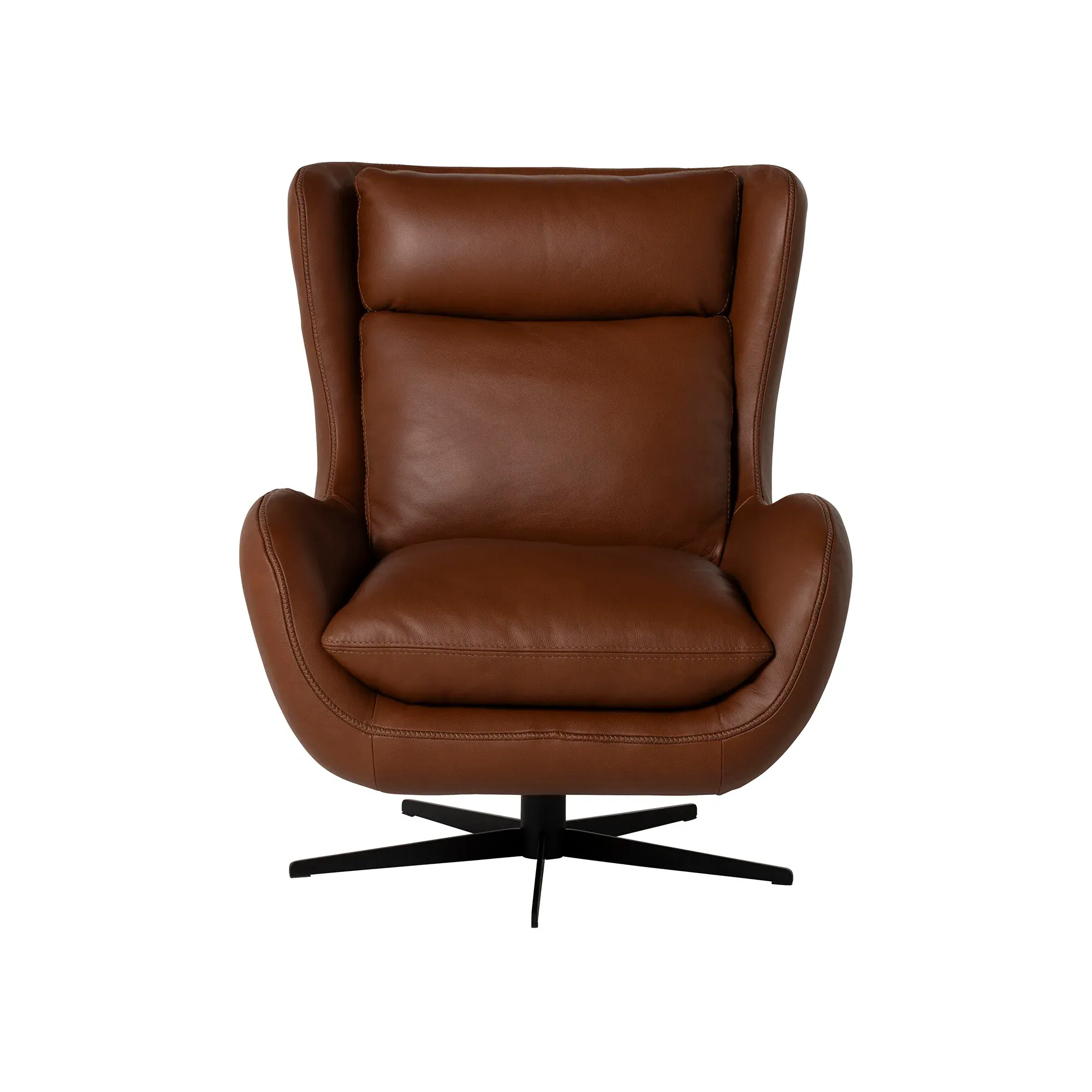 Uma Swivel Armchair - Brown, Leather