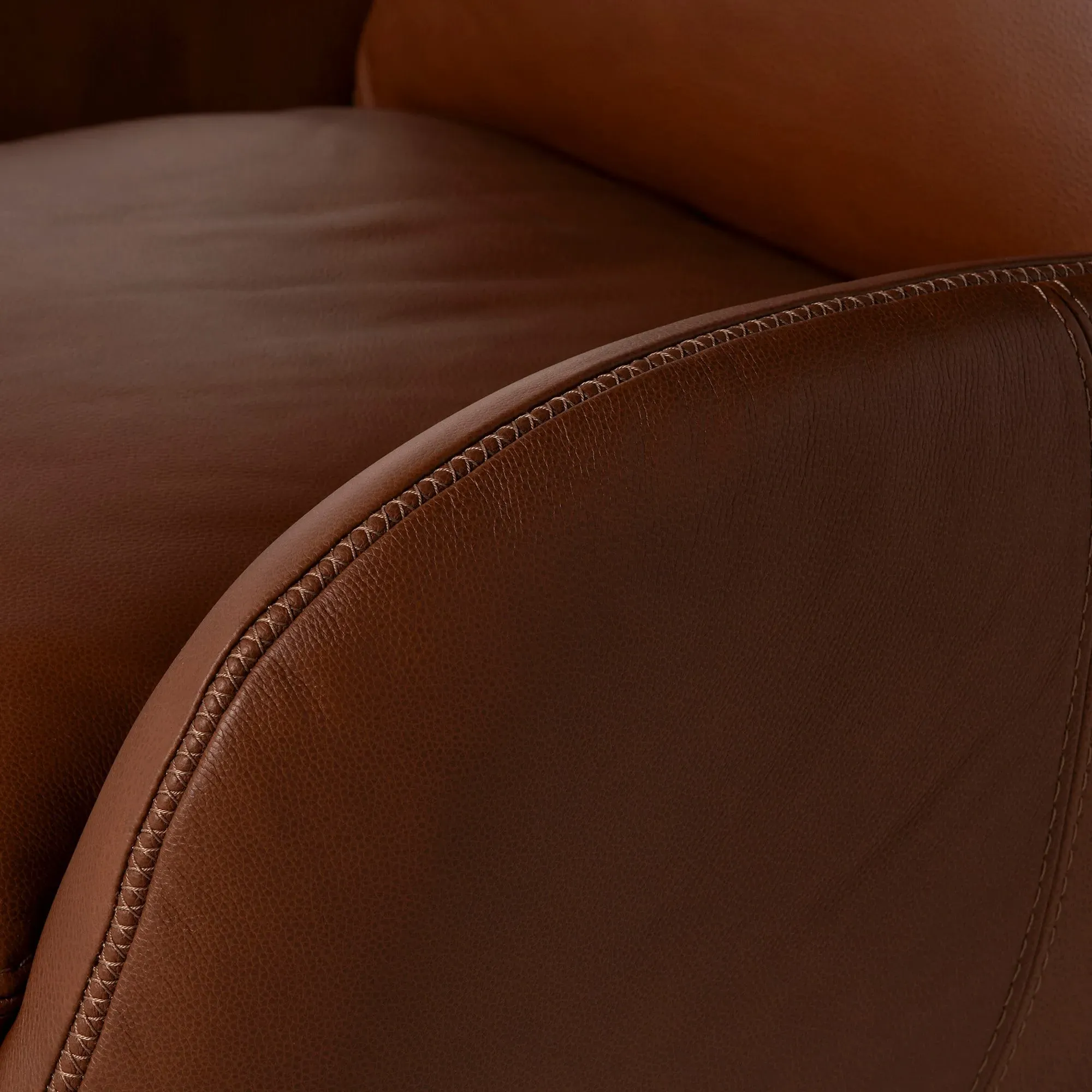 Uma Swivel Armchair - Brown, Leather