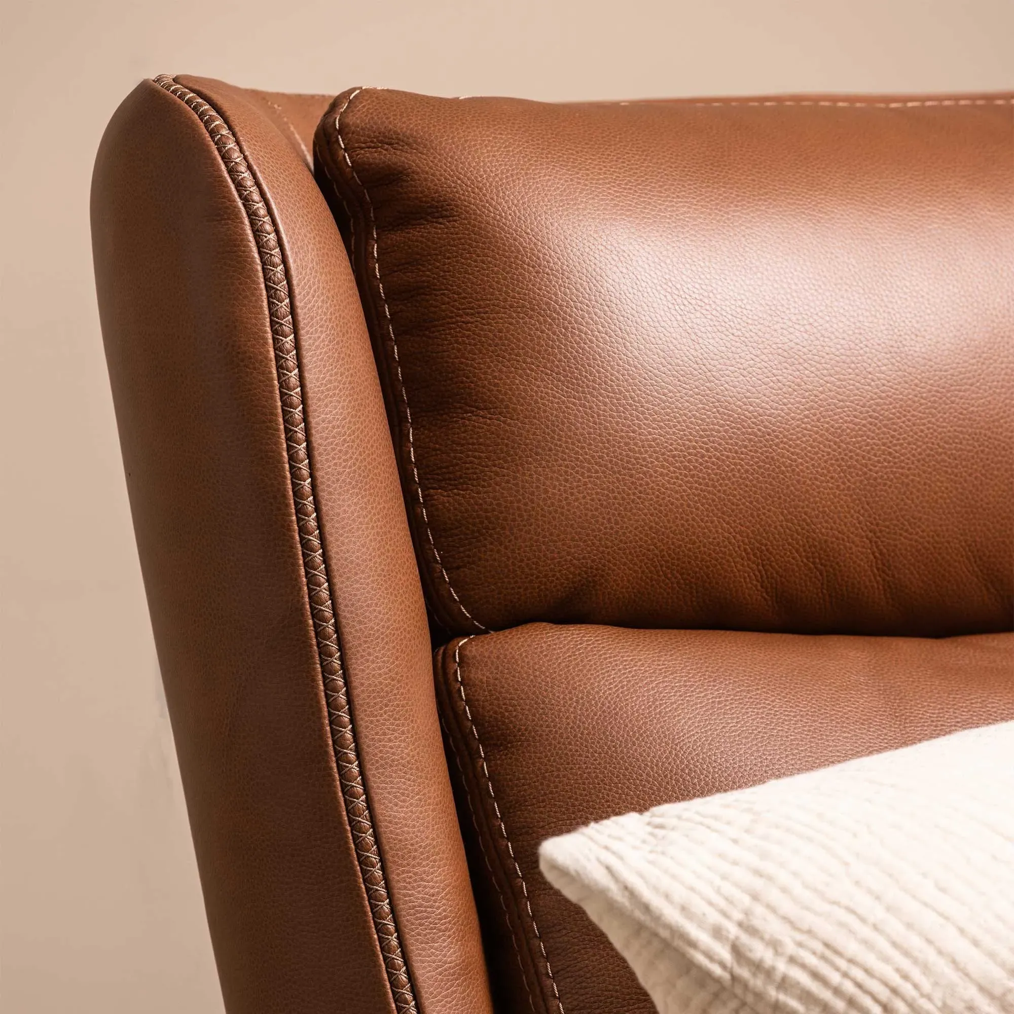 Uma Swivel Armchair - Brown, Leather