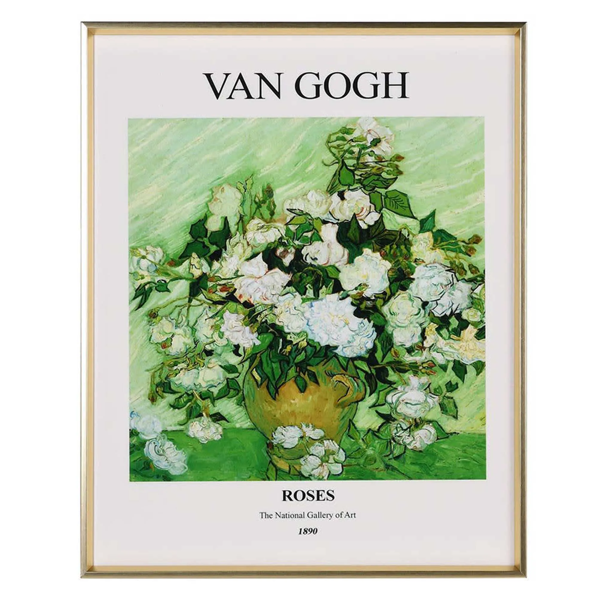 Van Gogh Roses Square Framed Print - Green, Wood product