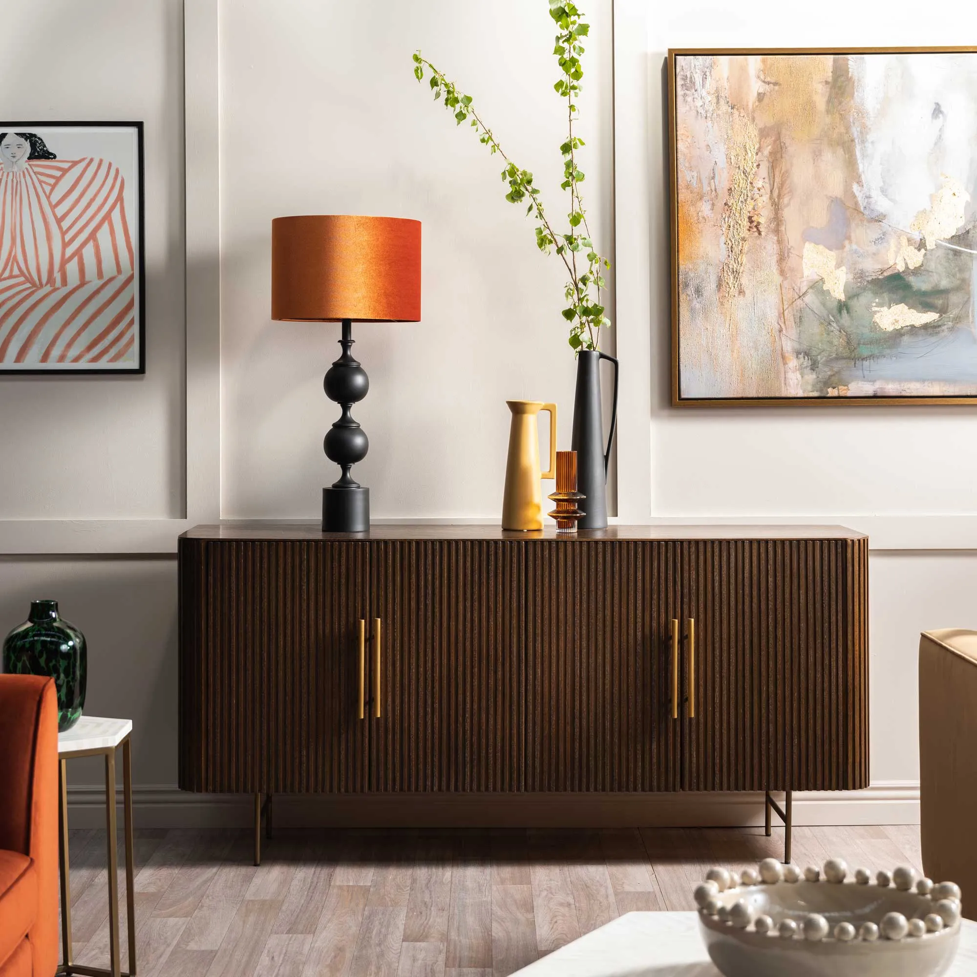 Velvet Terra Table Lamp - Orange, Metal