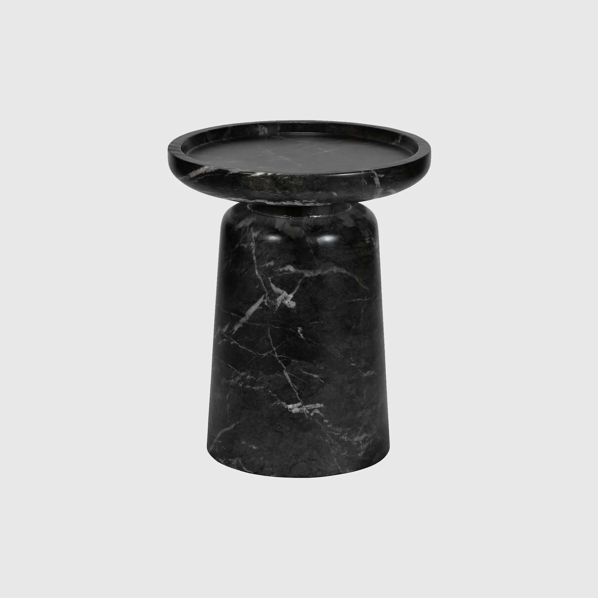 Vento Round Lamp Table - Black, Marble