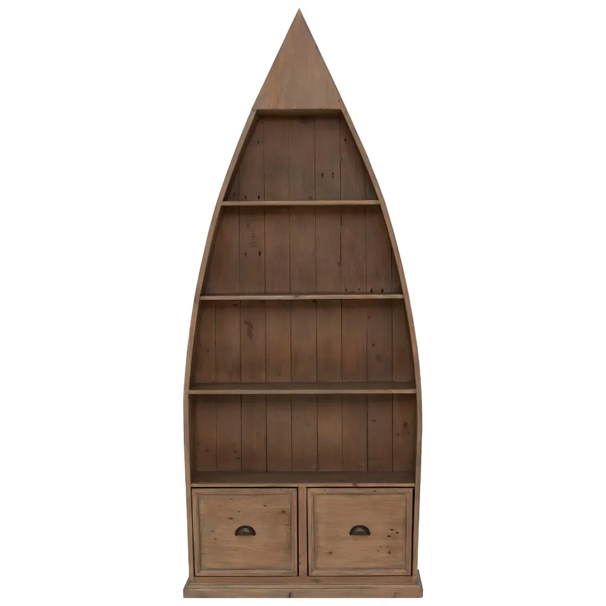 Verberie Boat Bookcase with Drawers - Brown, Reclaimed Wood