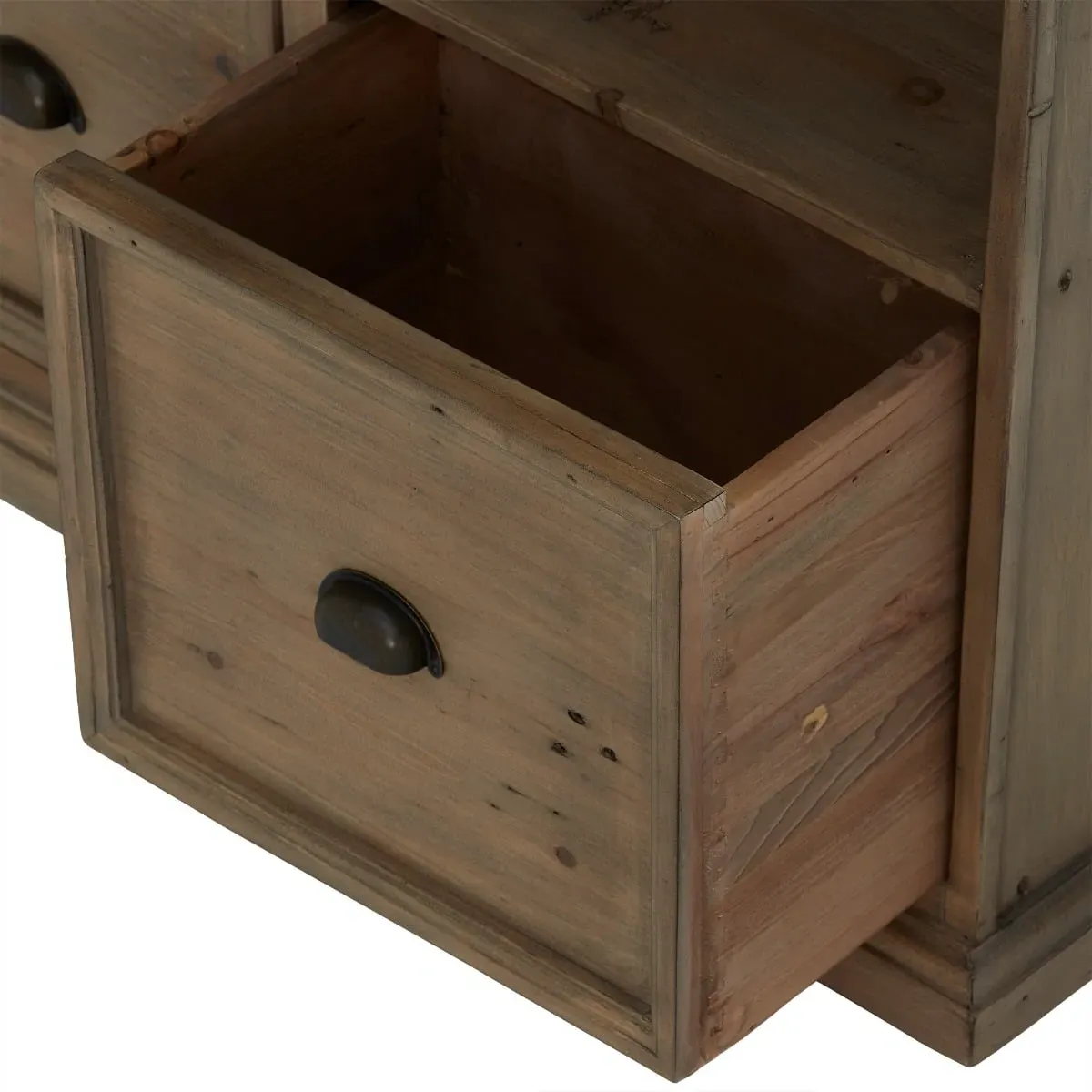 Verberie Boat Bookcase with Drawers - Brown, Reclaimed Wood