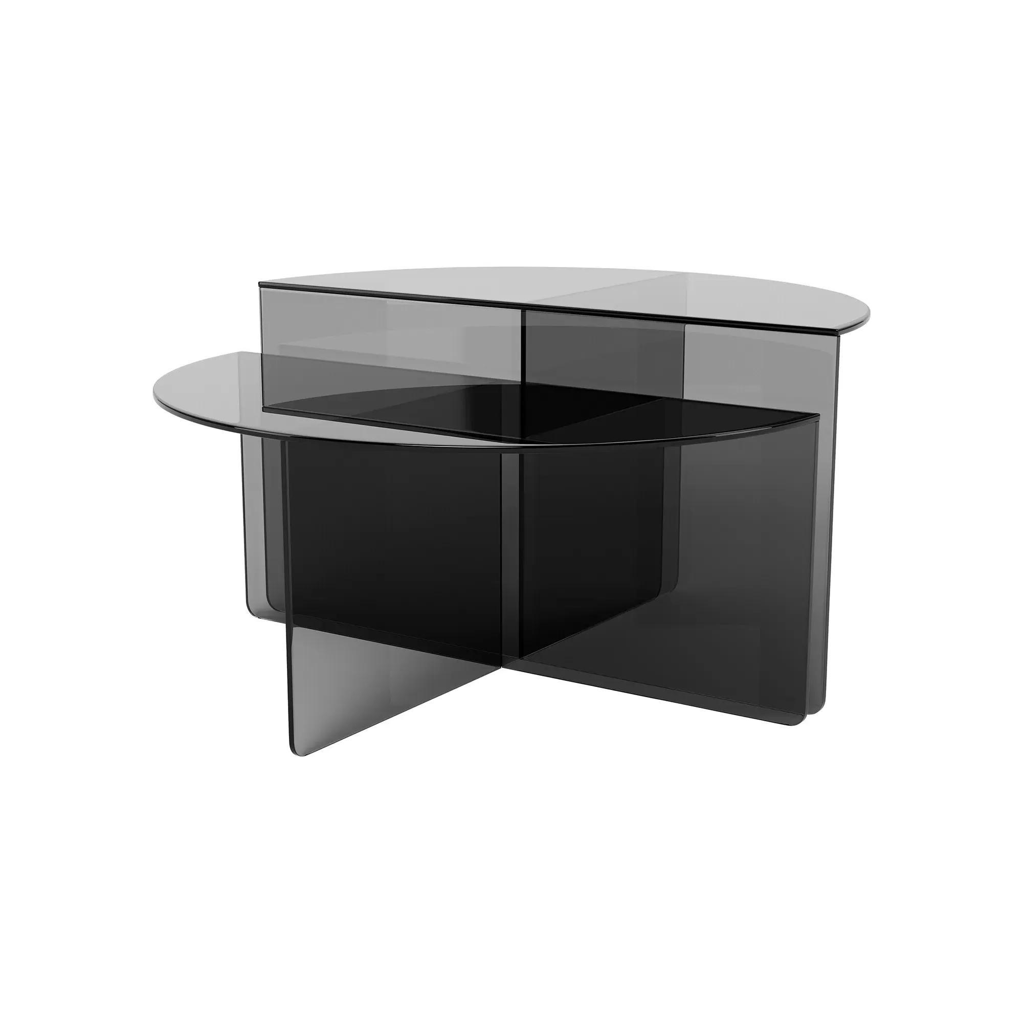 Vetro Round Coffee Table Set - Grey, Glass