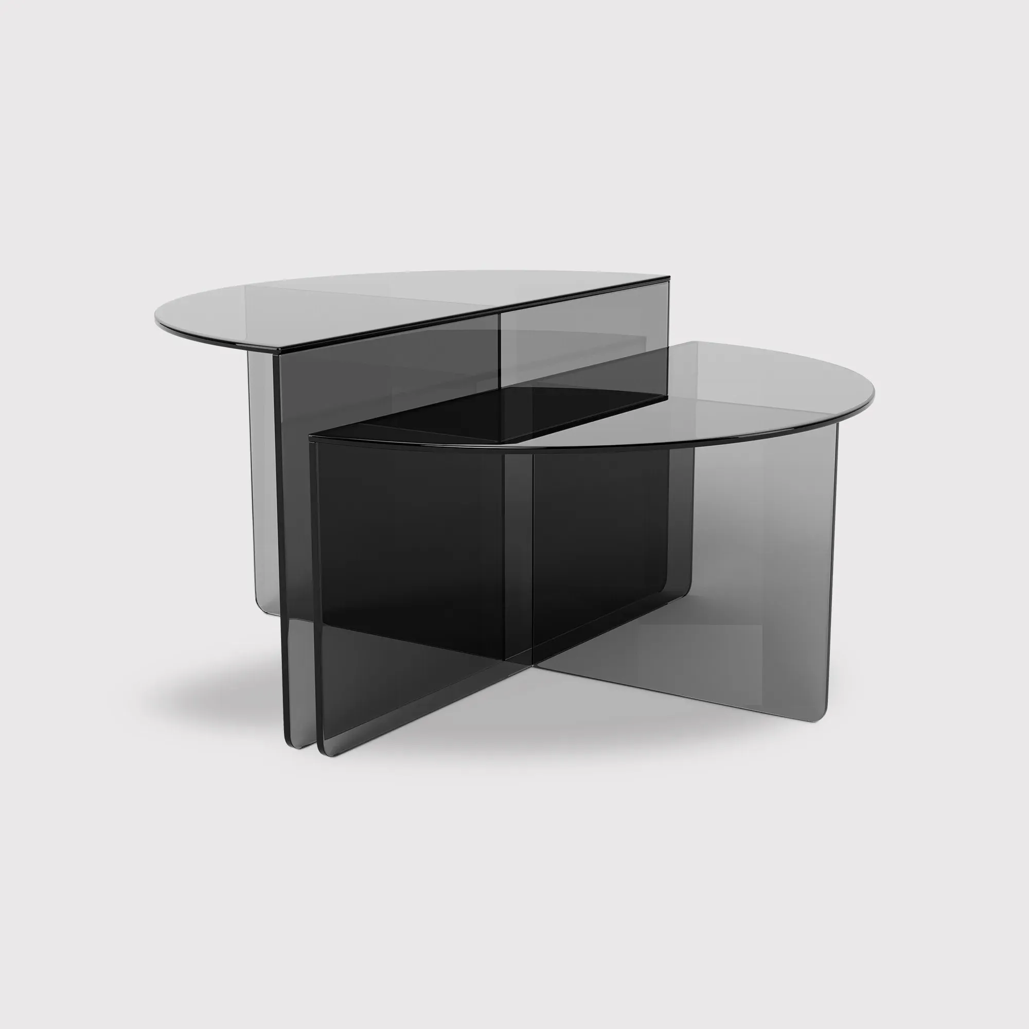 Vetro Round Coffee Table Set - Grey, Glass