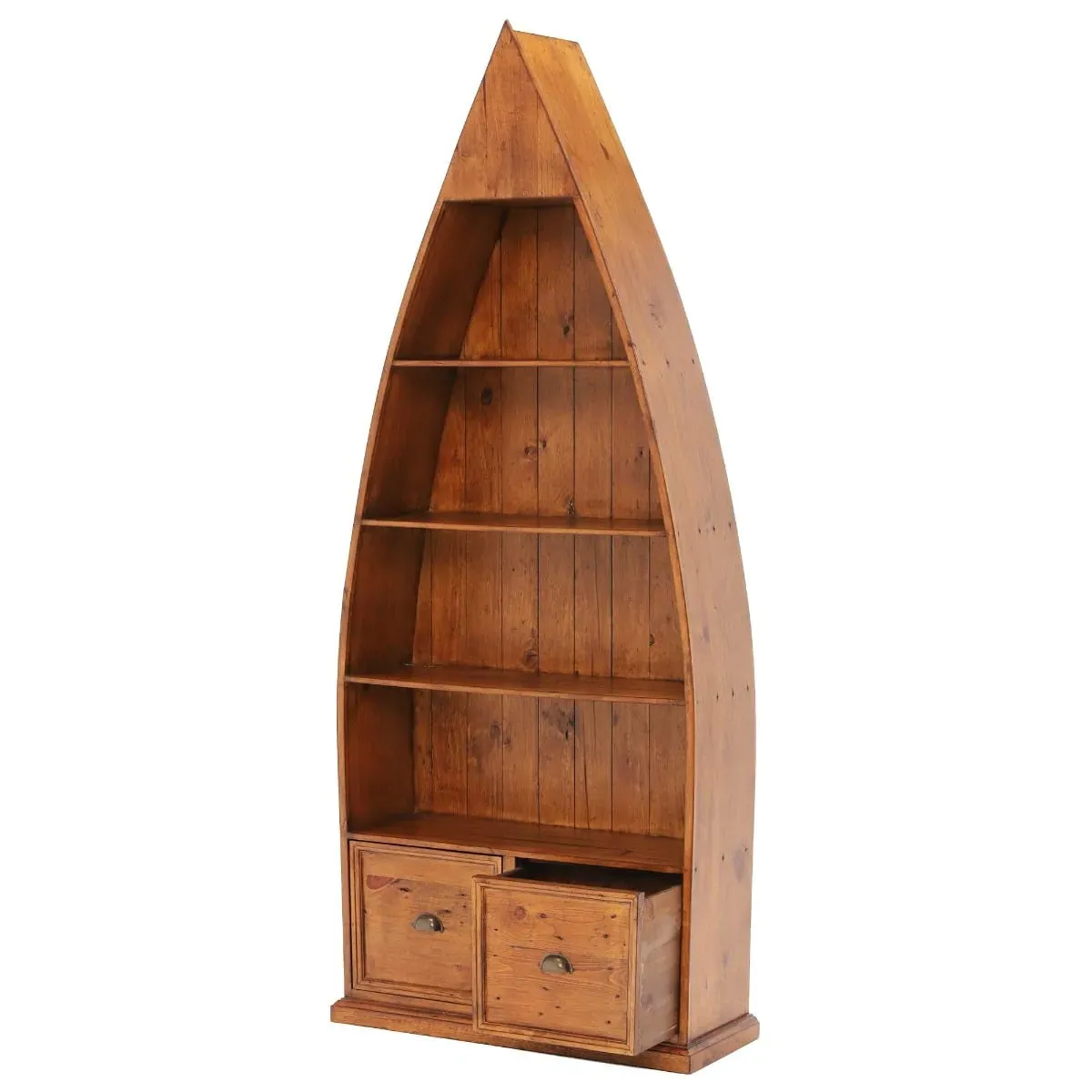 Villiers Boat Bookcase - Brown, Pine Wood