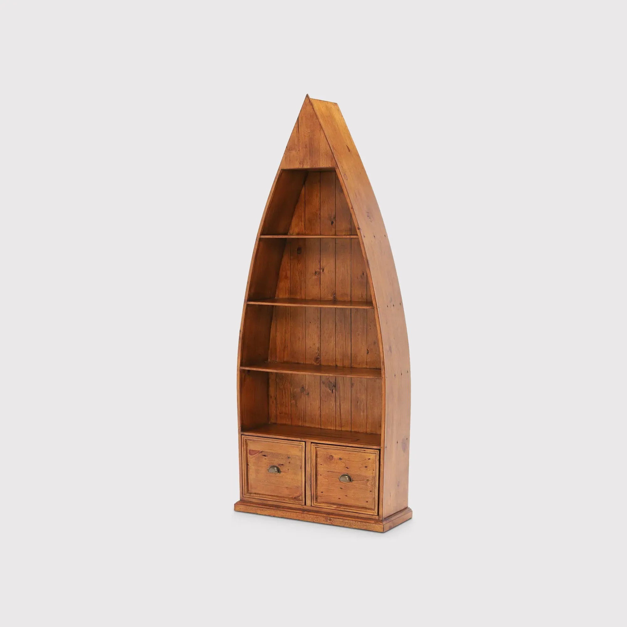 Villiers Boat Bookcase - Brown, Pine Wood