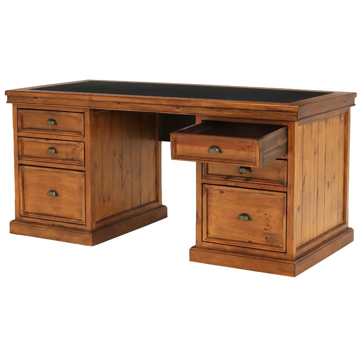 Villiers Large Desk - Brown, Pine Wood