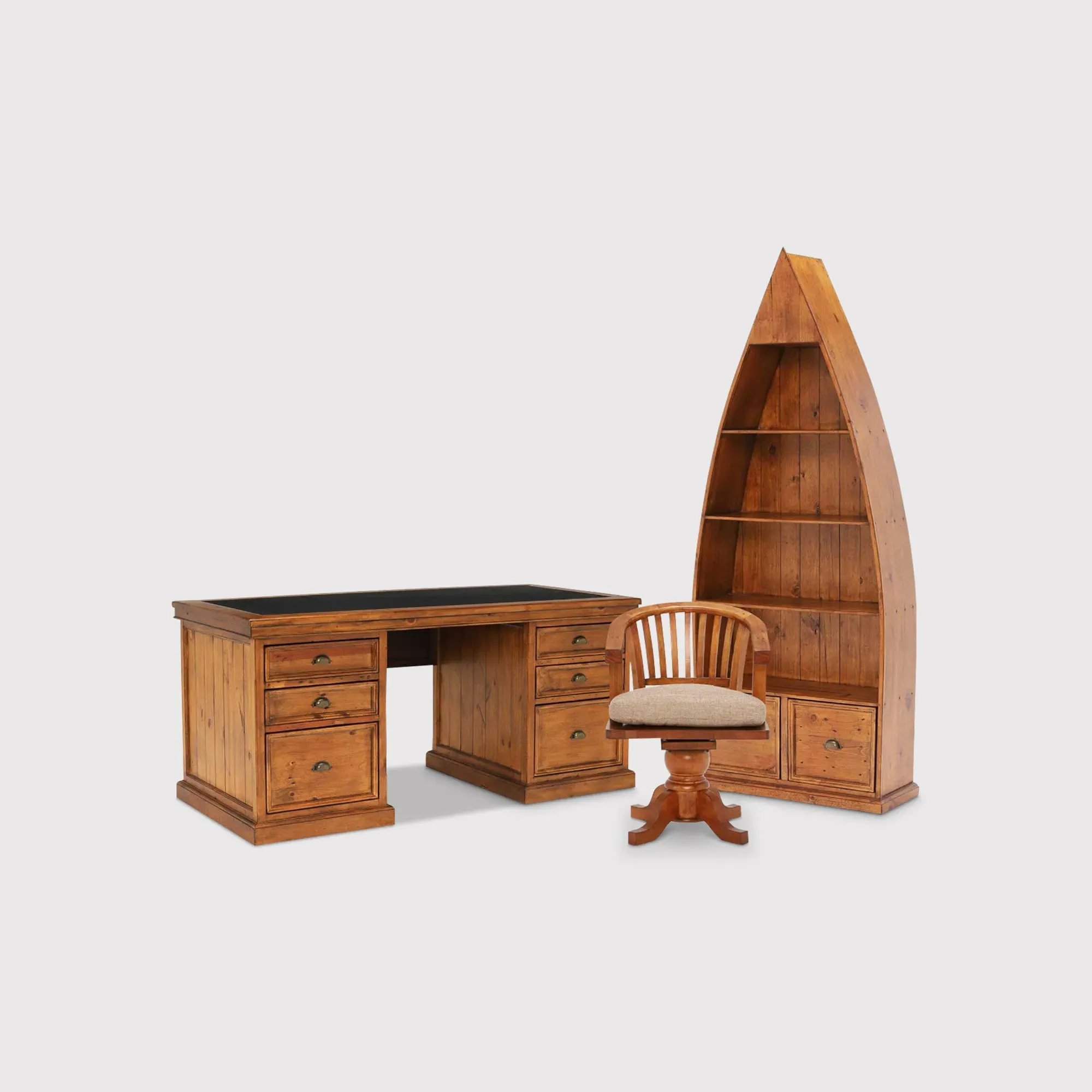 Villiers Reclaimed Wood Office Set - Brown image