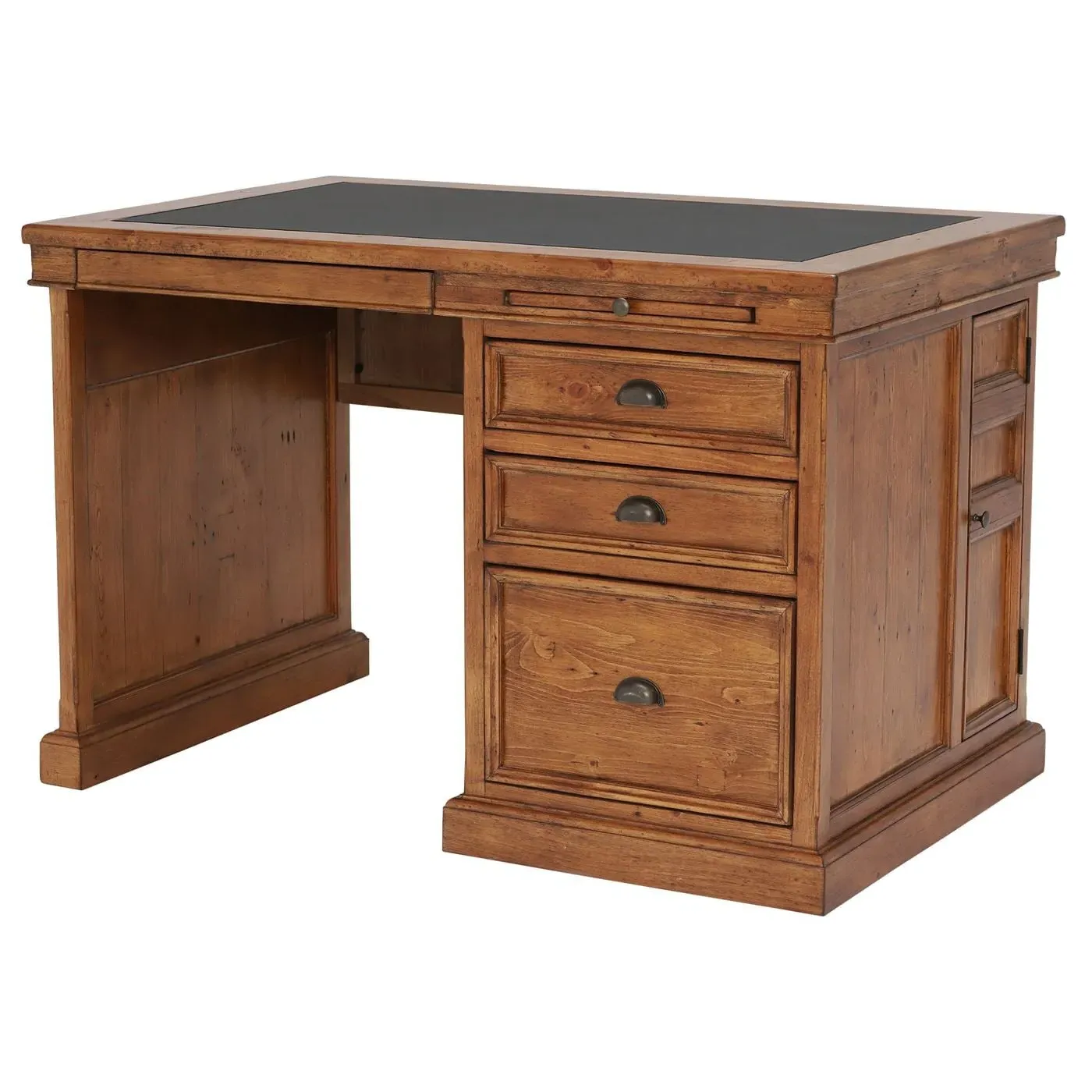Villiers Single Pedestal Desk - Brown, Pine Wood