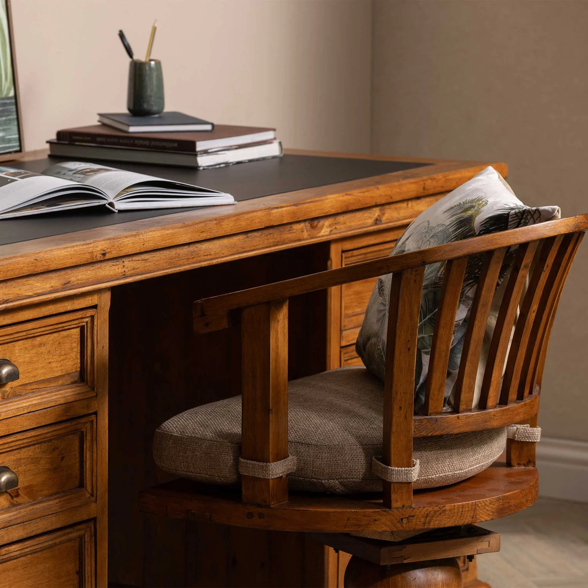 Villiers Swivel Office Chair with Seat Pad - Brown