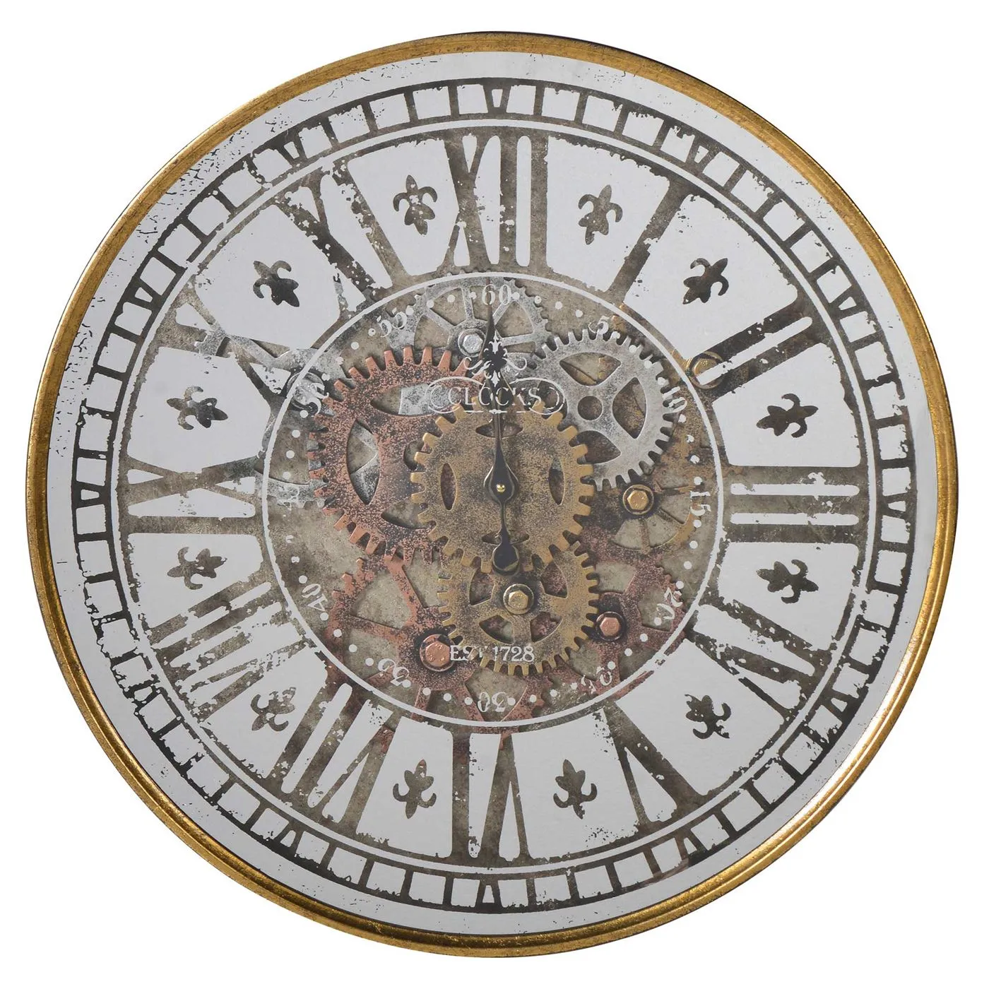 Vintage Cogs Wall Clock - Gold, Metal