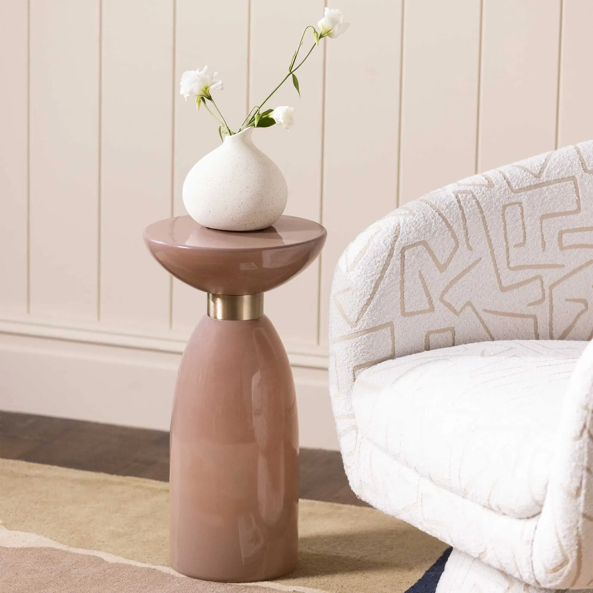 Visconti Round Lamp Table - Pink, Glass