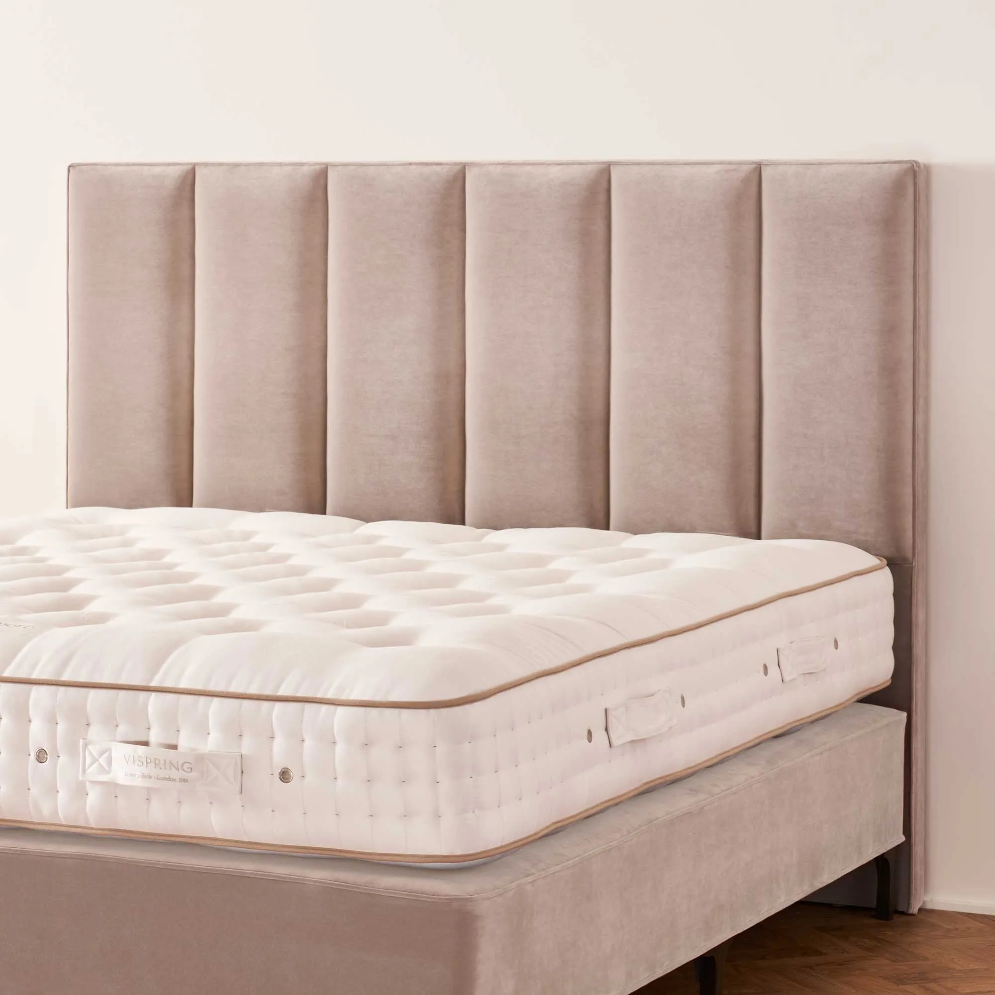 Vispring Ceto Double Headboard - Neutral, Velvet