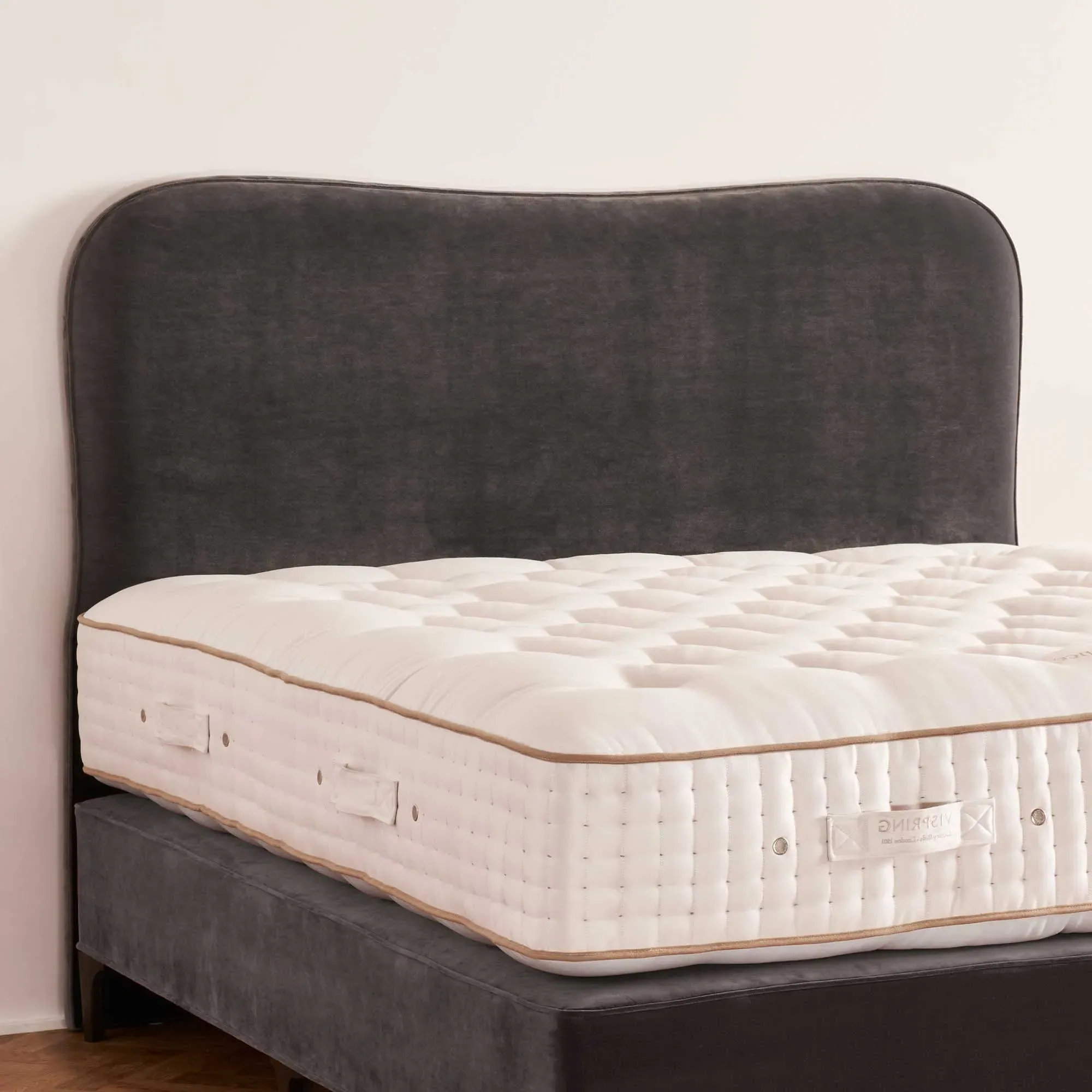 Vispring Lennox Super King Headboard - Grey, Velvet