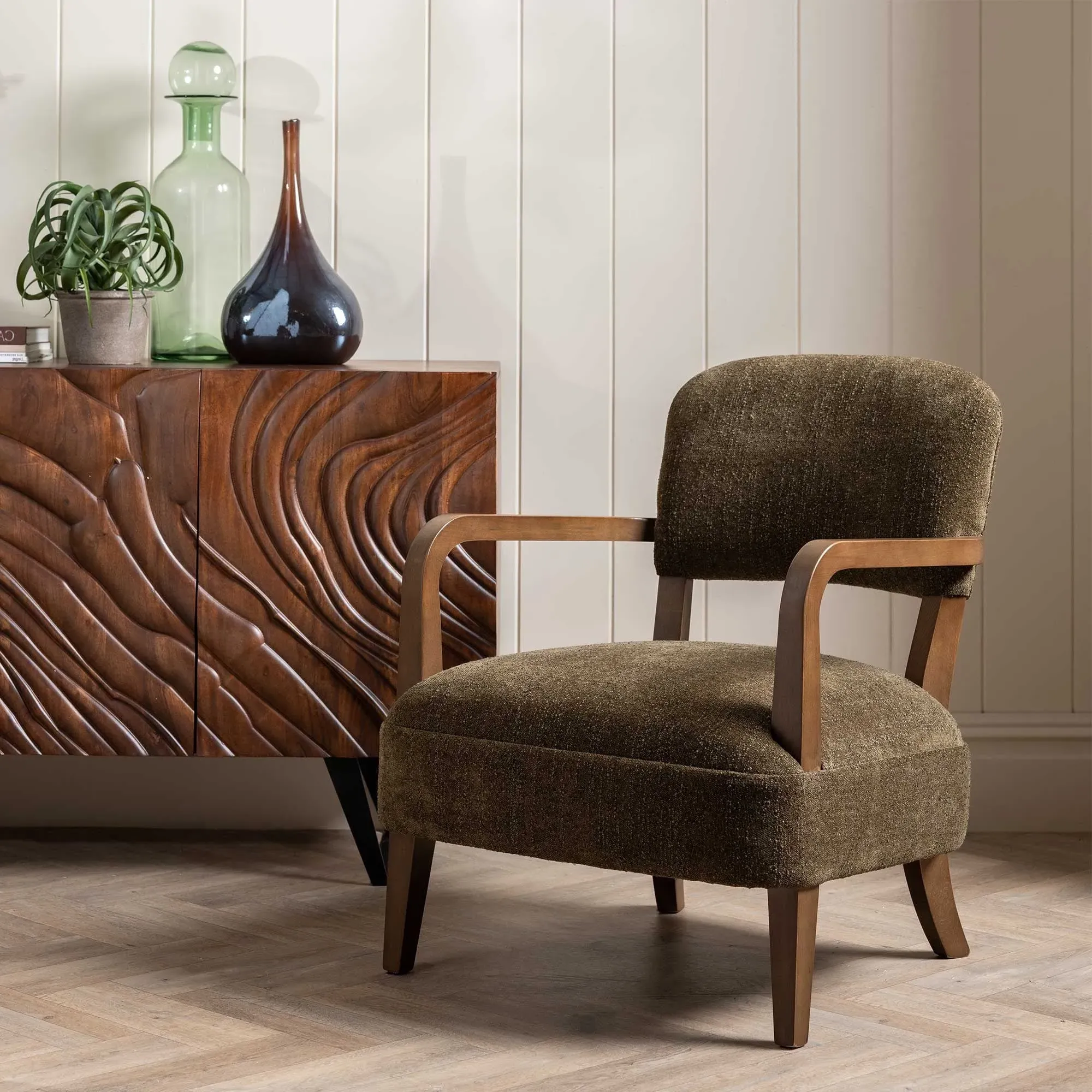 Walvis Occasional Armchair - Dark Green, Fabric