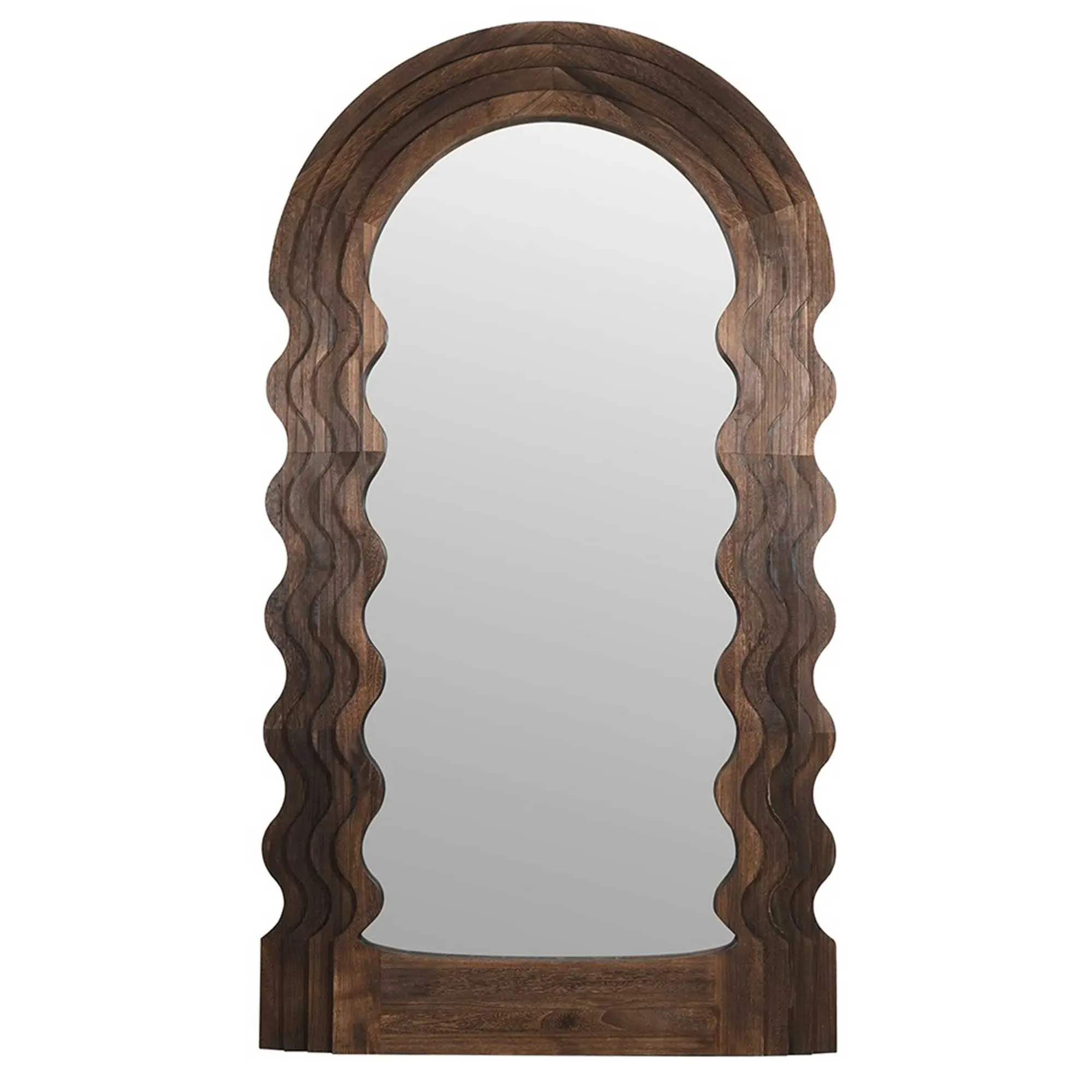 Wavy Floor Mirror - Brown, Paulownia Wood image