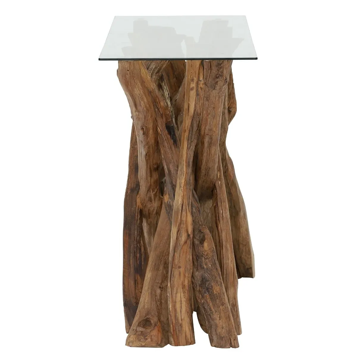Whinfell Console Table - Brown Glass, Teak