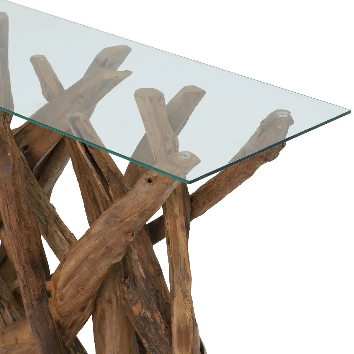 Whinfell Console Table - Brown Glass, Teak