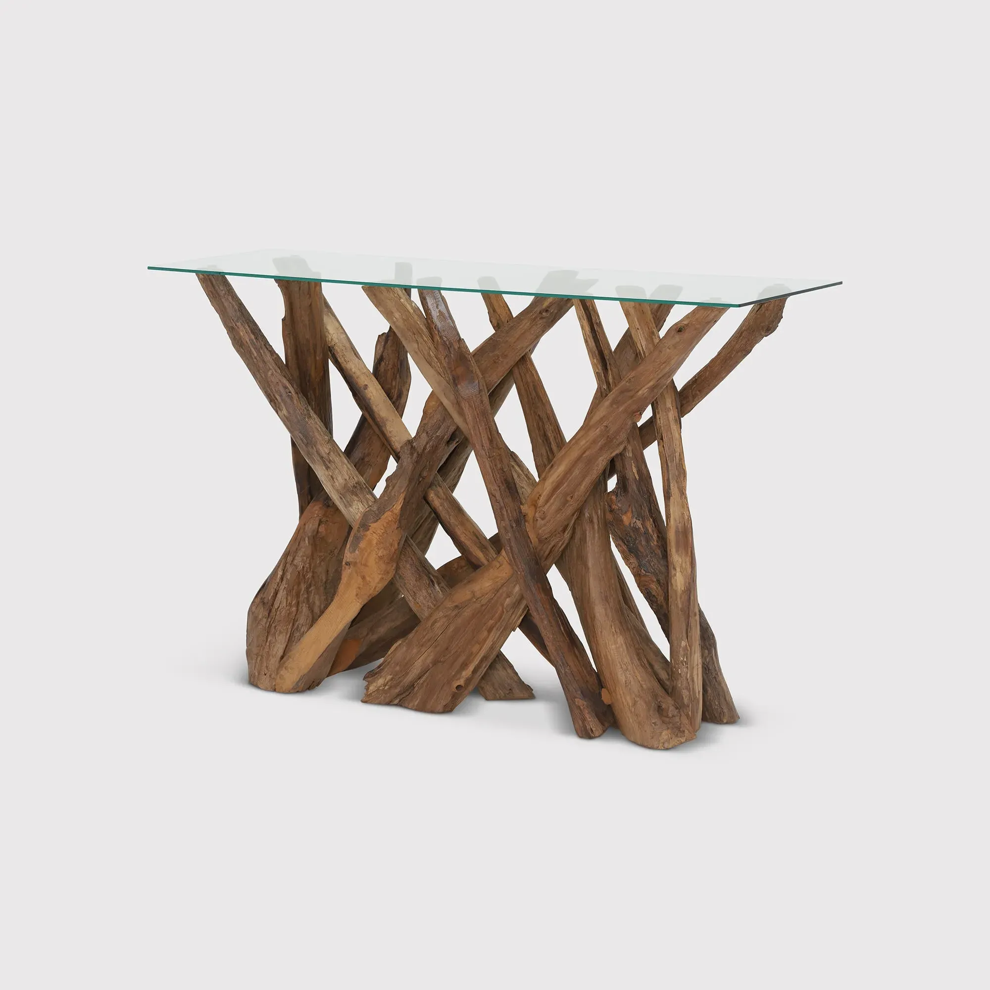 Whinfell Console Table - Brown Glass, Teak image