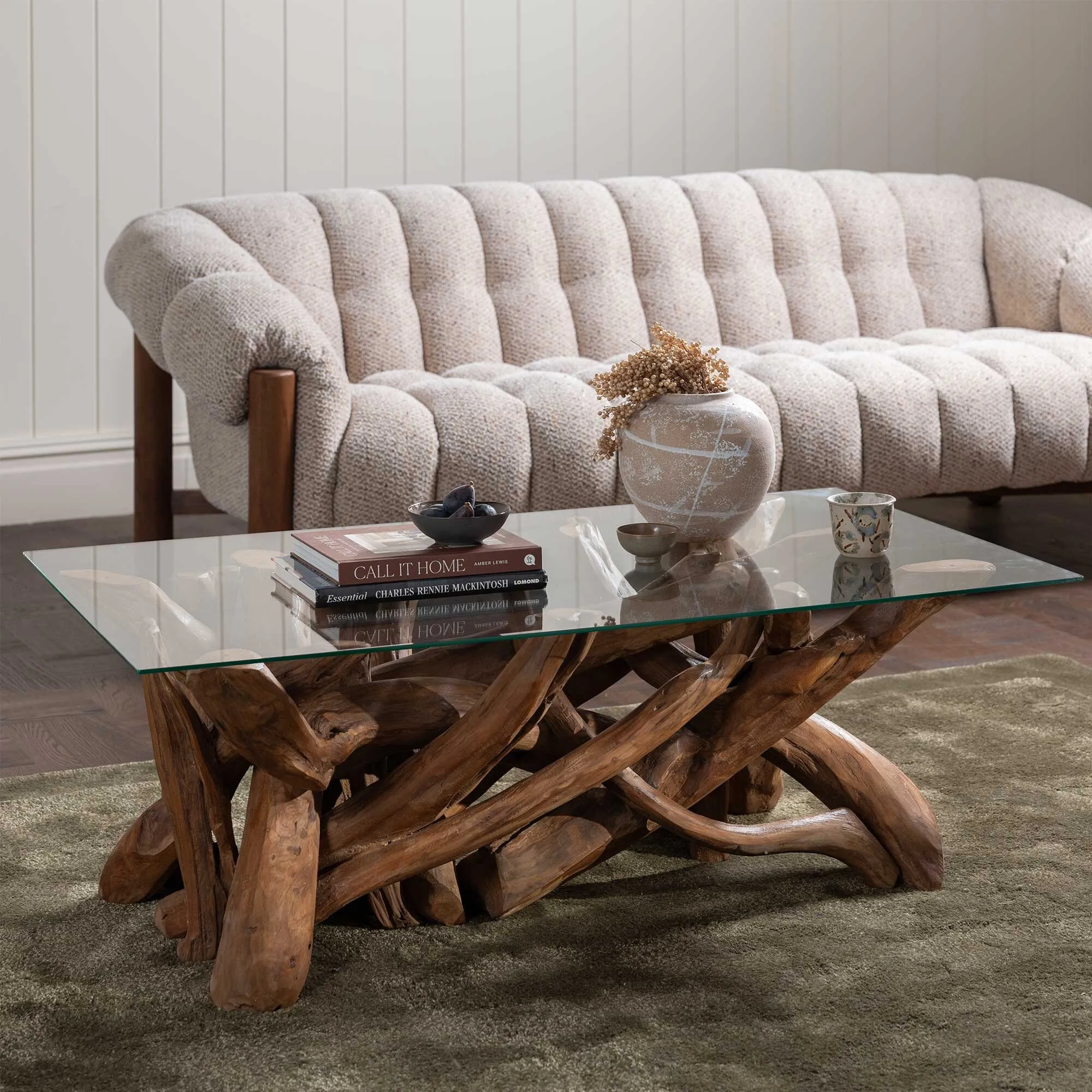 Whinfell Rectangular Coffee Table - Brown, Glass