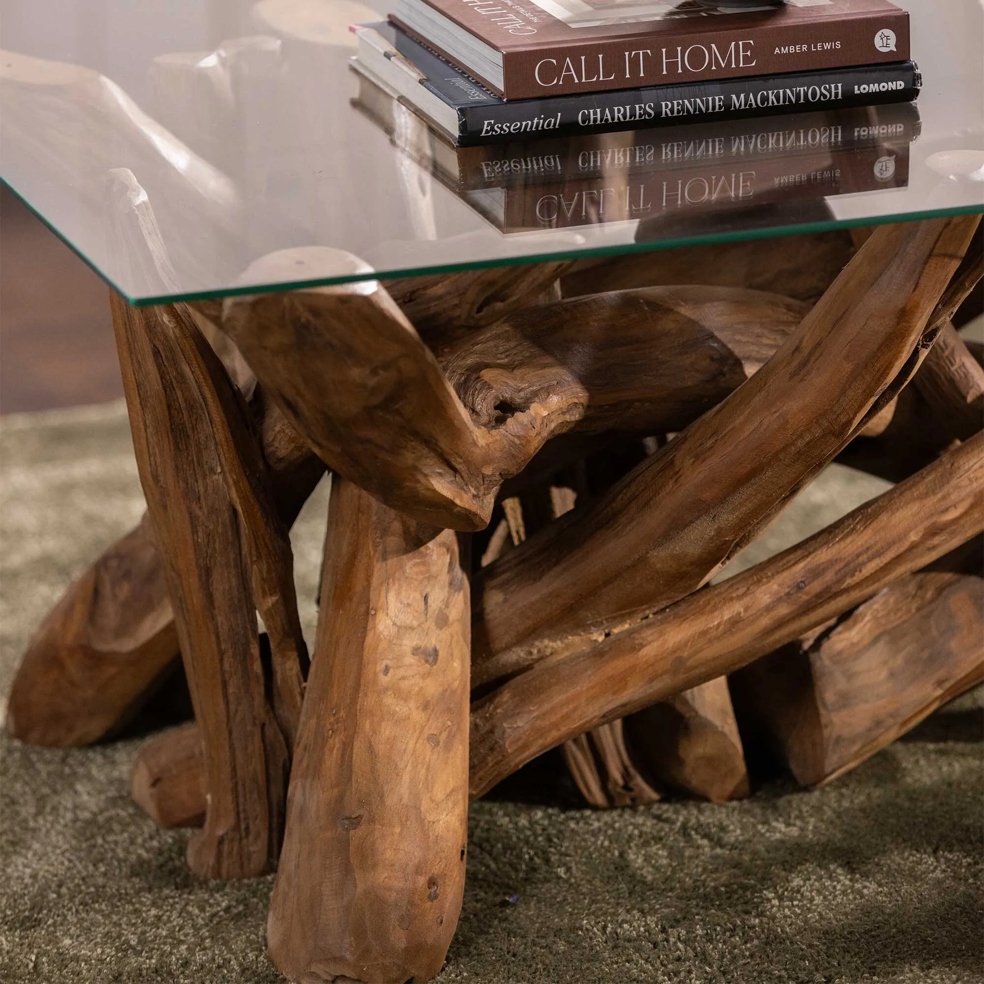 Whinfell Rectangular Coffee Table - Brown, Glass