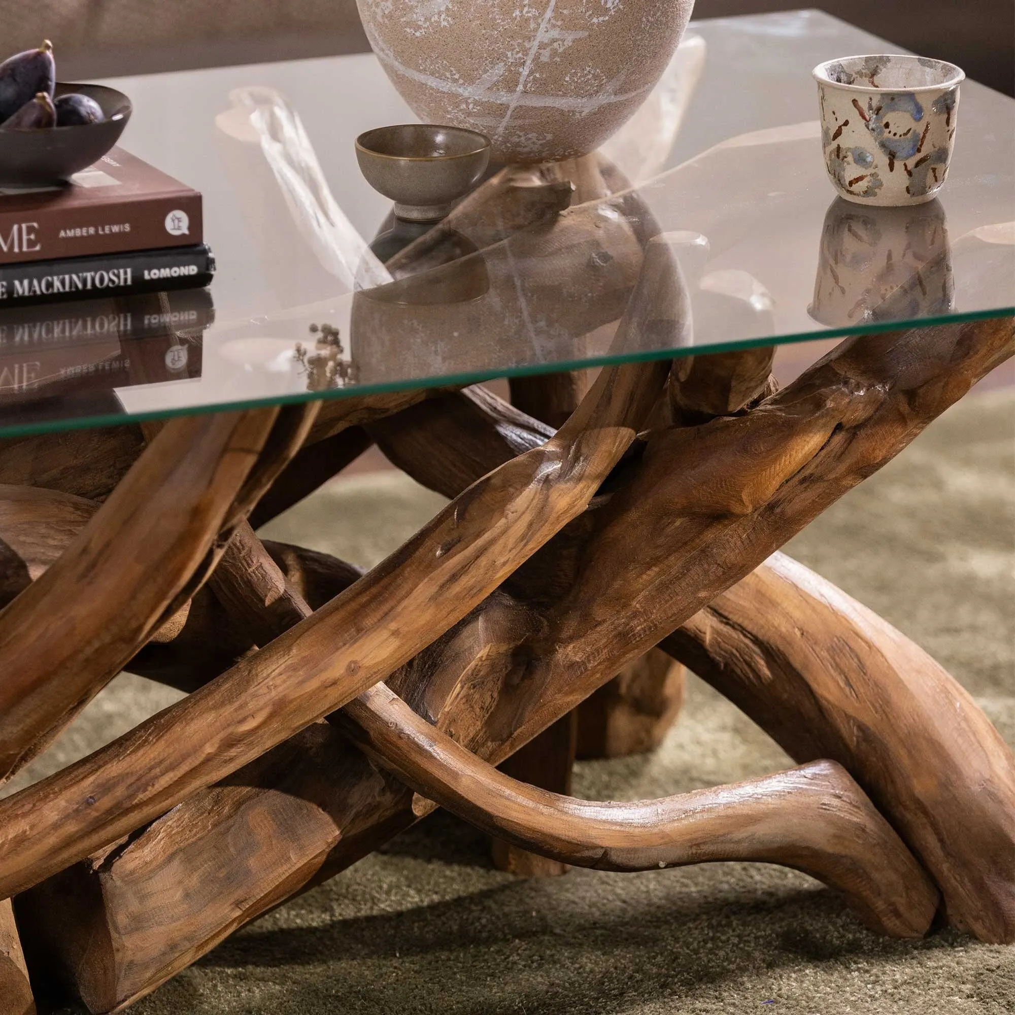 Whinfell Rectangular Coffee Table - Brown, Glass