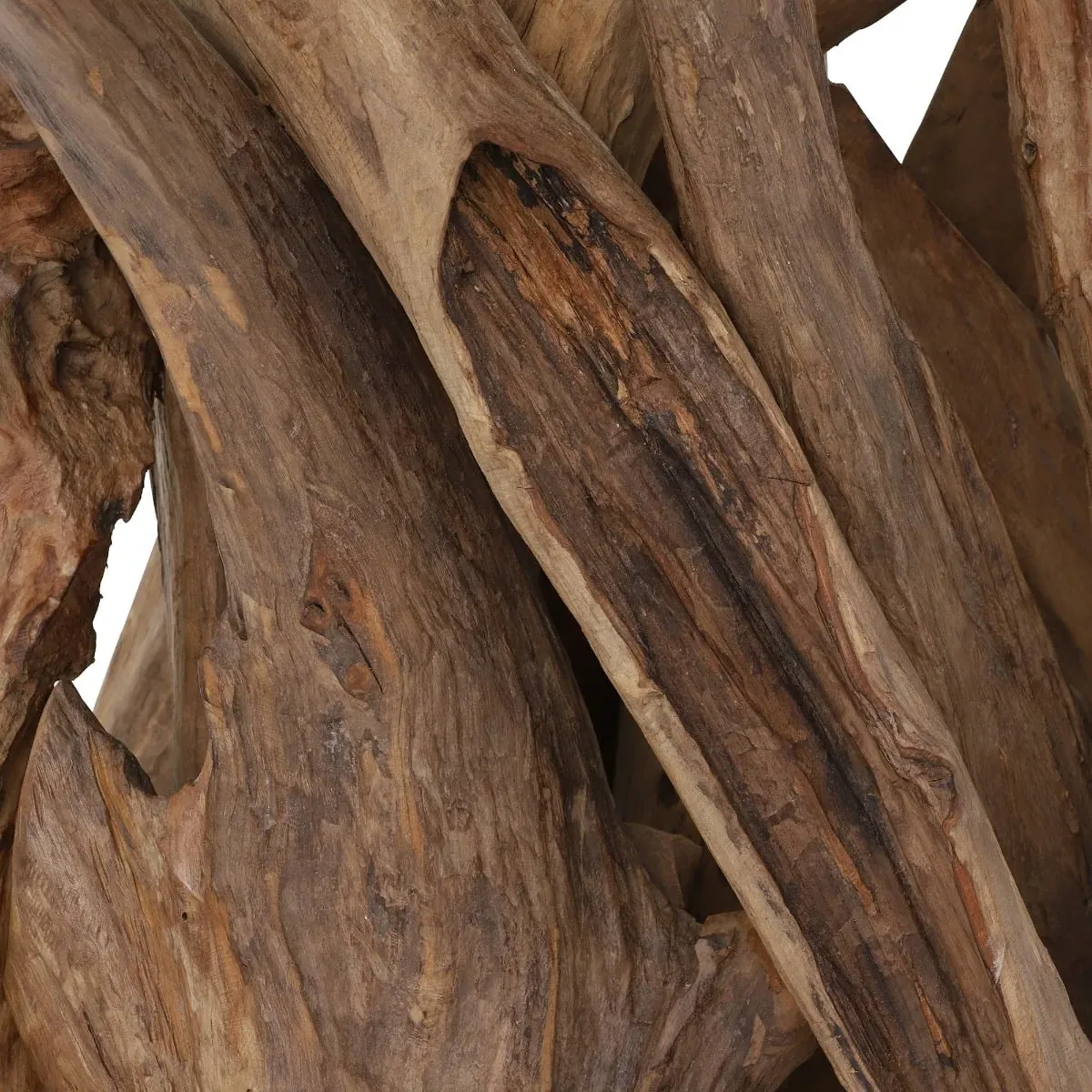 Whinfell Round Dining Table - Brown Glass, Reclaimed Teak