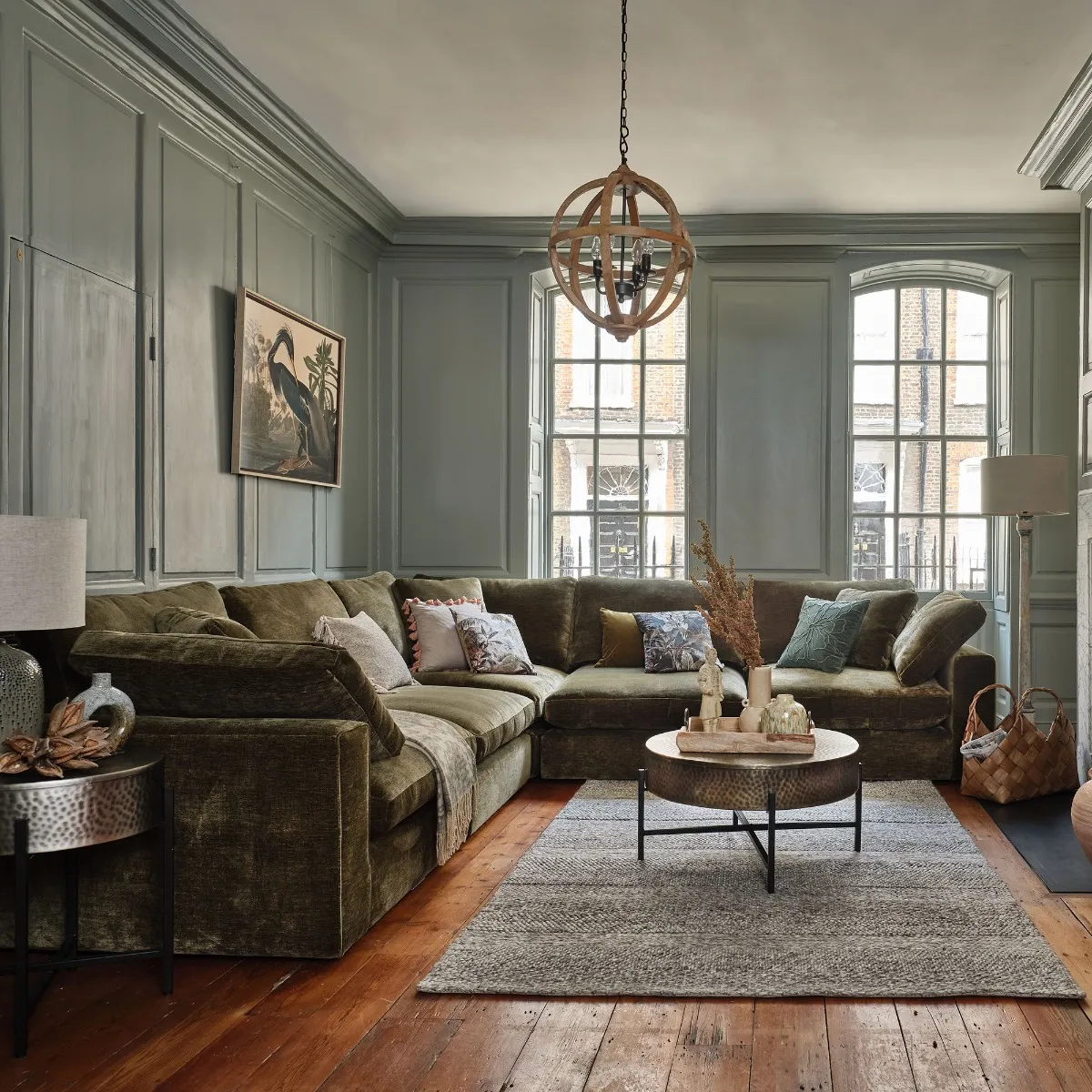 Wood Sphere Pendant Light - Brown