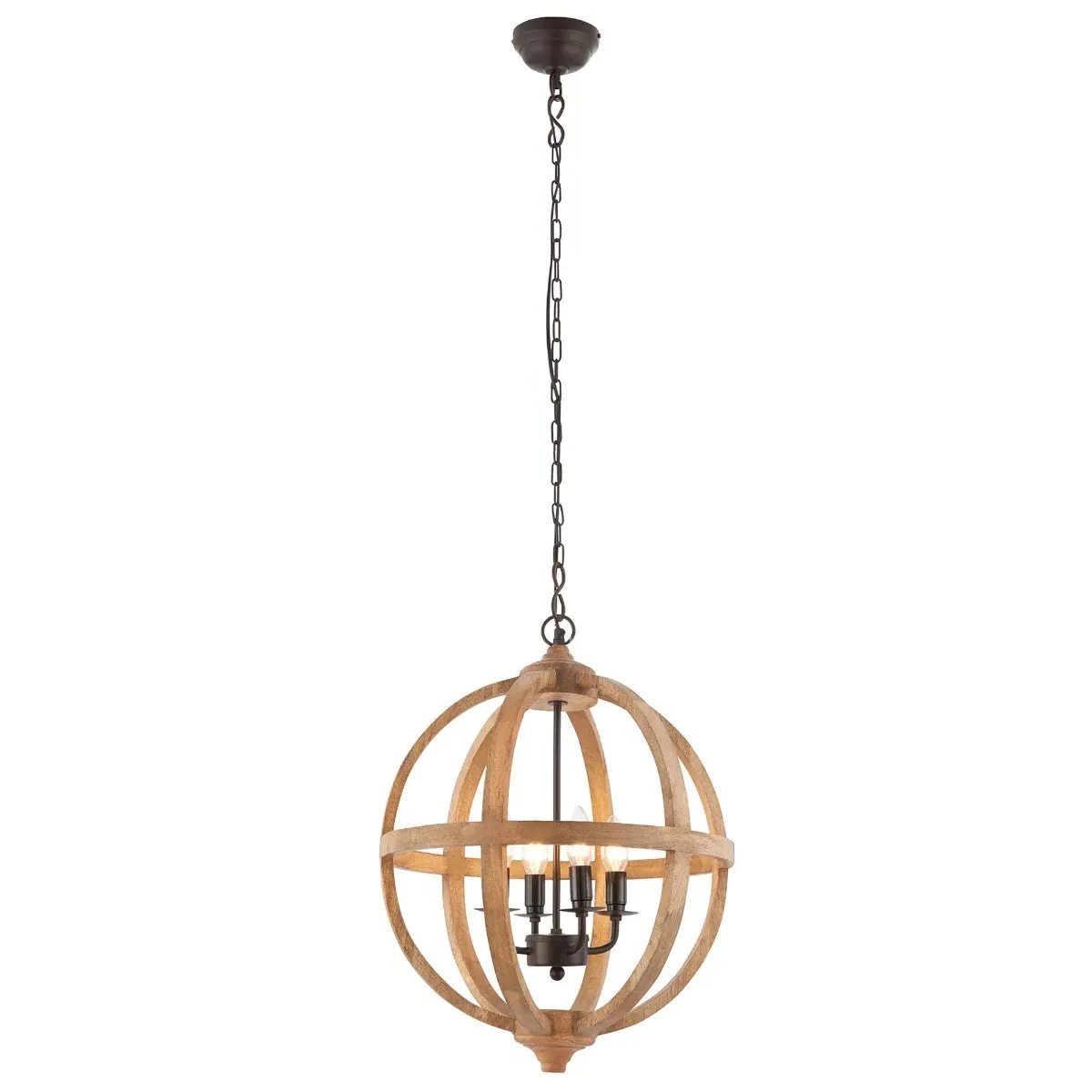 Wood Sphere Pendant Light - Brown image