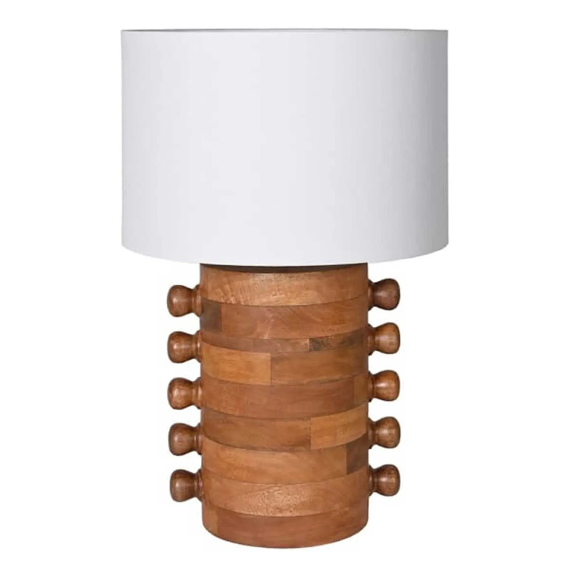 Wooden Bobble Table Lamp - Neutral, Mango Wood image