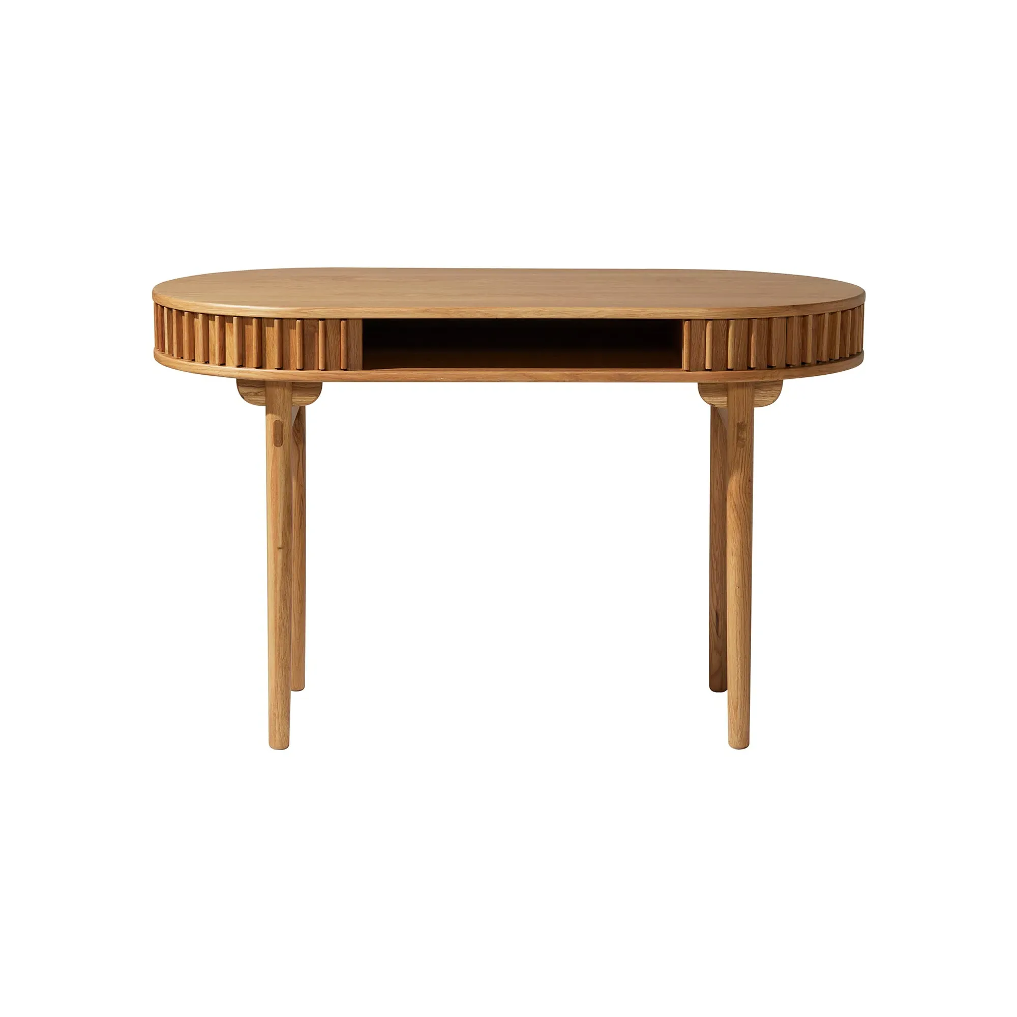 Woodrow Round Desk - Neutral, Oak Veneer