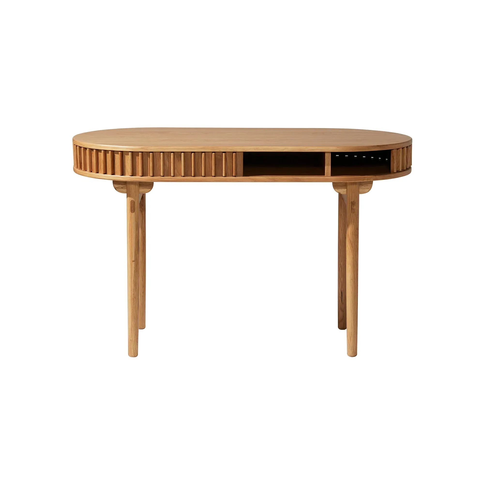 Woodrow Round Desk - Neutral, Oak Veneer