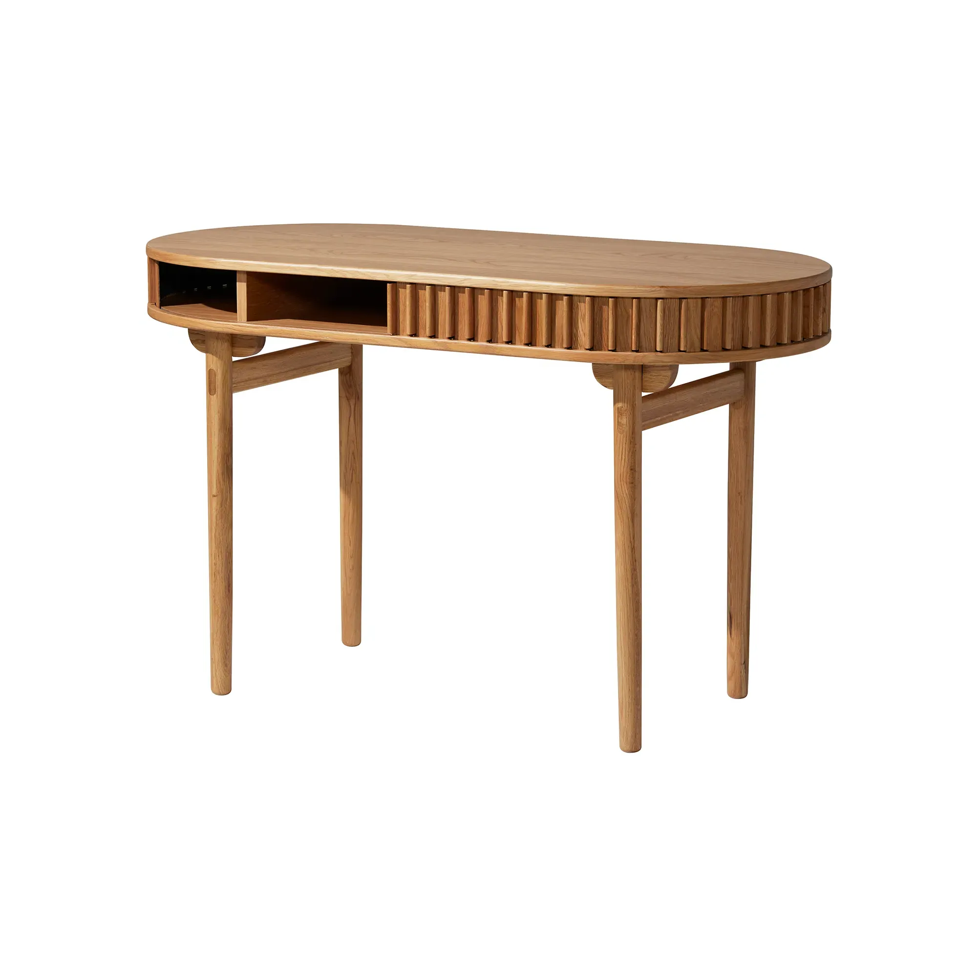 Woodrow Round Desk - Neutral, Oak Veneer