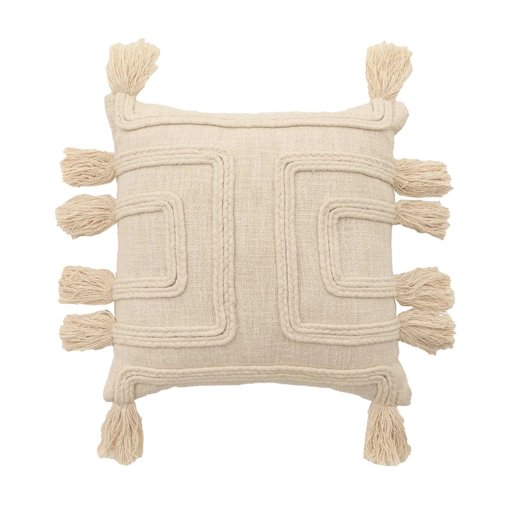 Woven Pleated Square Cushion - Neutral, Cotton image