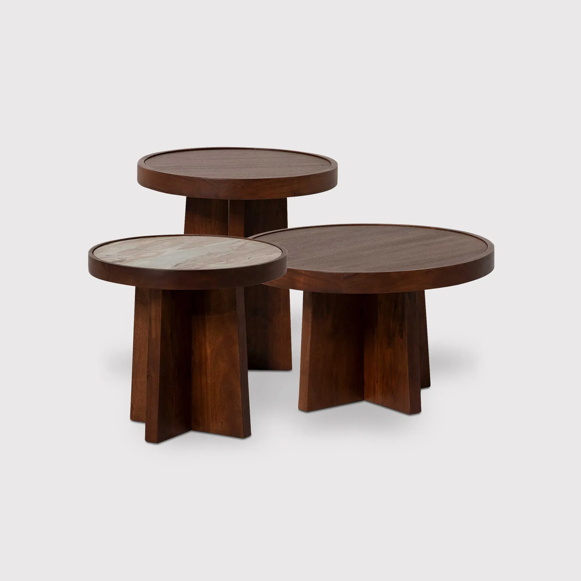 Zambezi Round Nest of Tables - Brown, Acacia Wood image