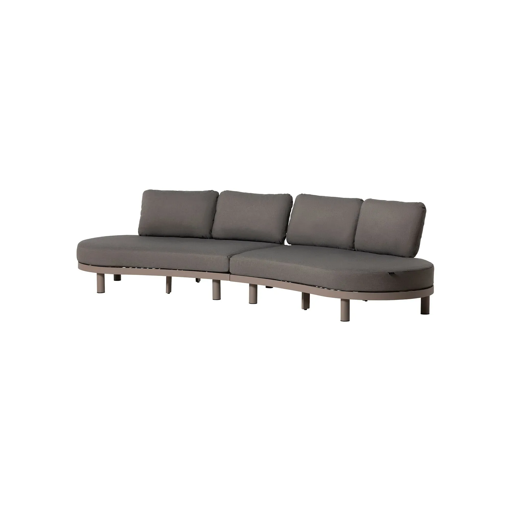 Zamora Garden 3-Seater Curved Sofa - Grey