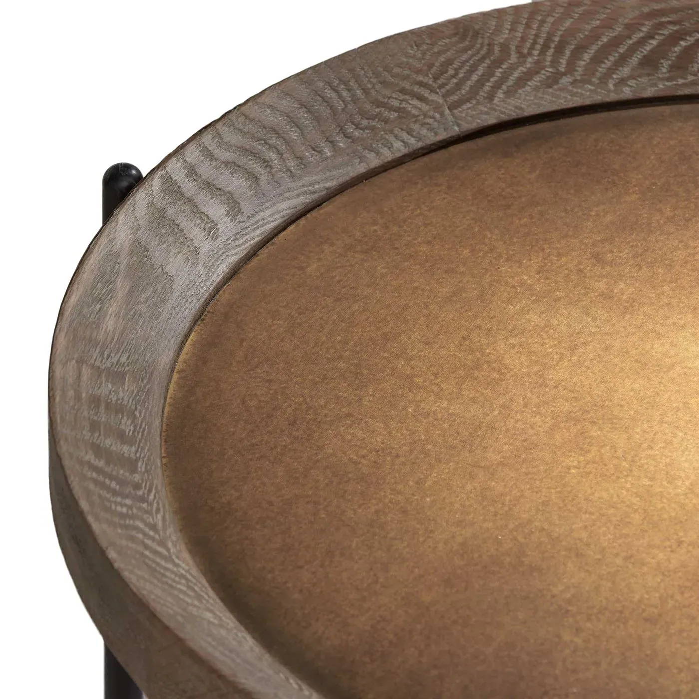 Zeke Edward Round Side Table - Brown, Metal