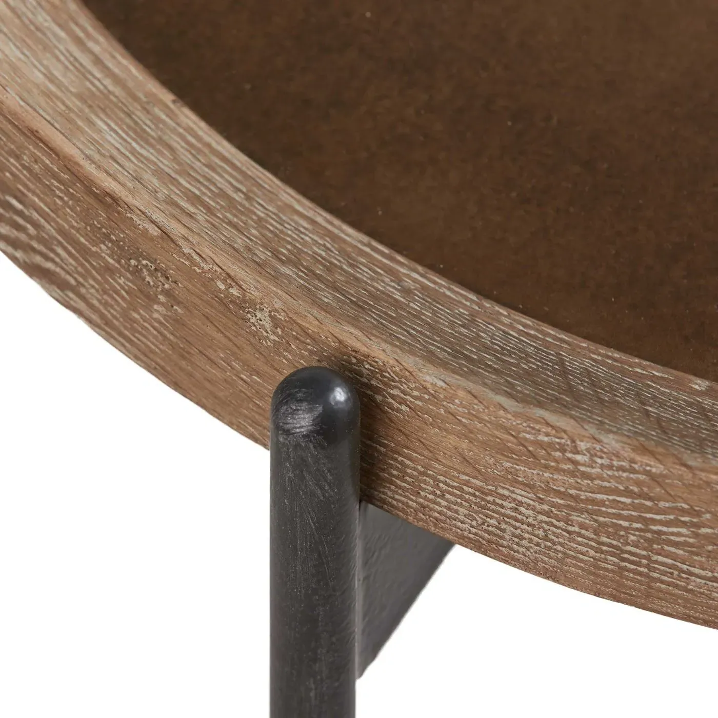 Zeke Edward Round Side Table - Brown, Metal