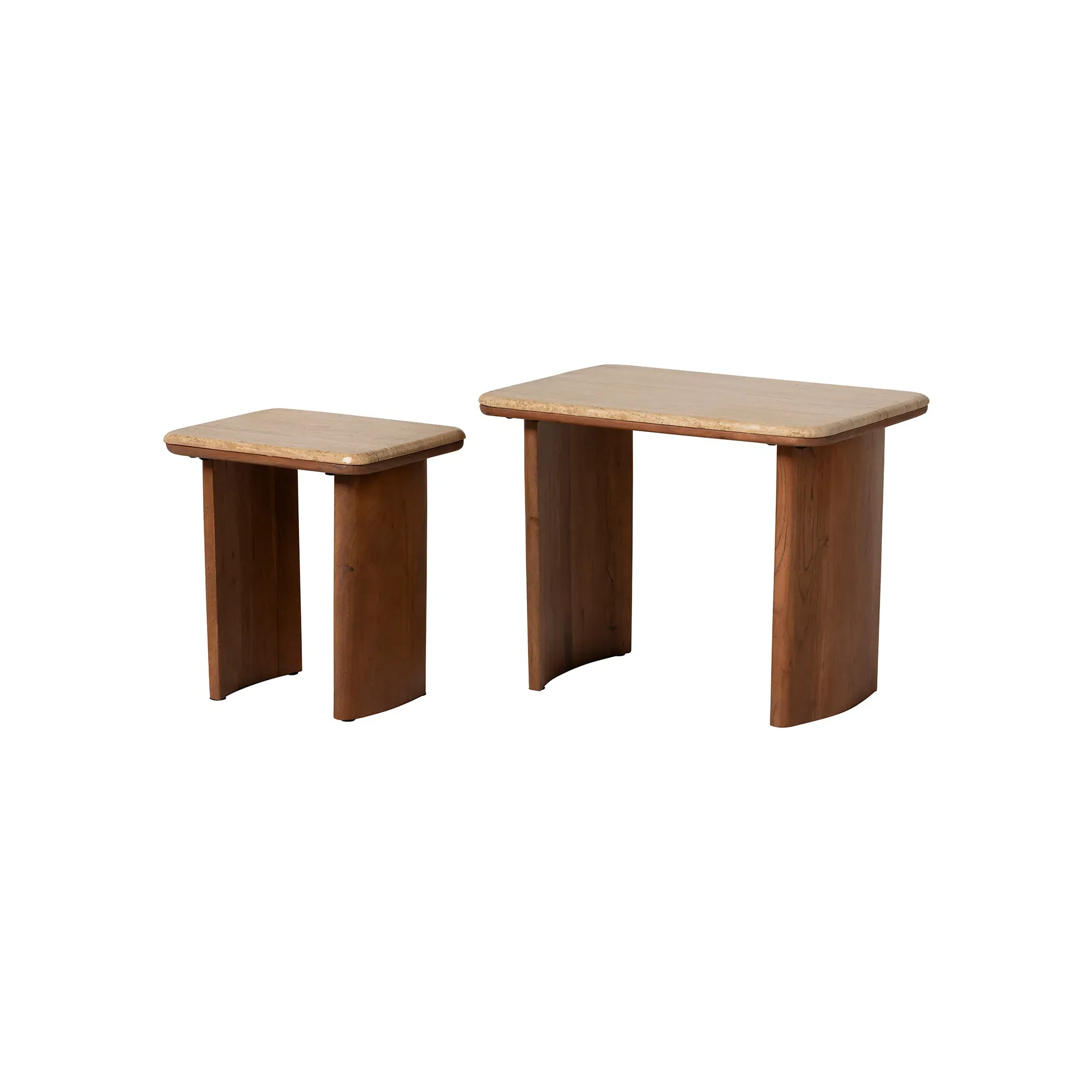 Zerina Set of 2 Coffee Tables - Brown, Acacia Wood