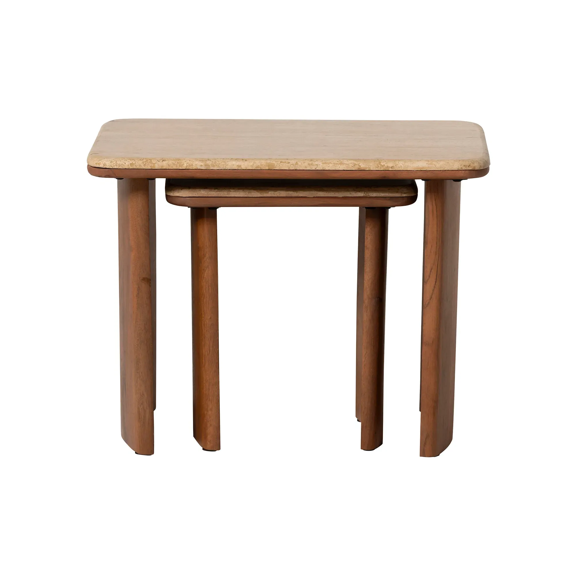 Zerina Set of 2 Coffee Tables - Brown, Acacia Wood