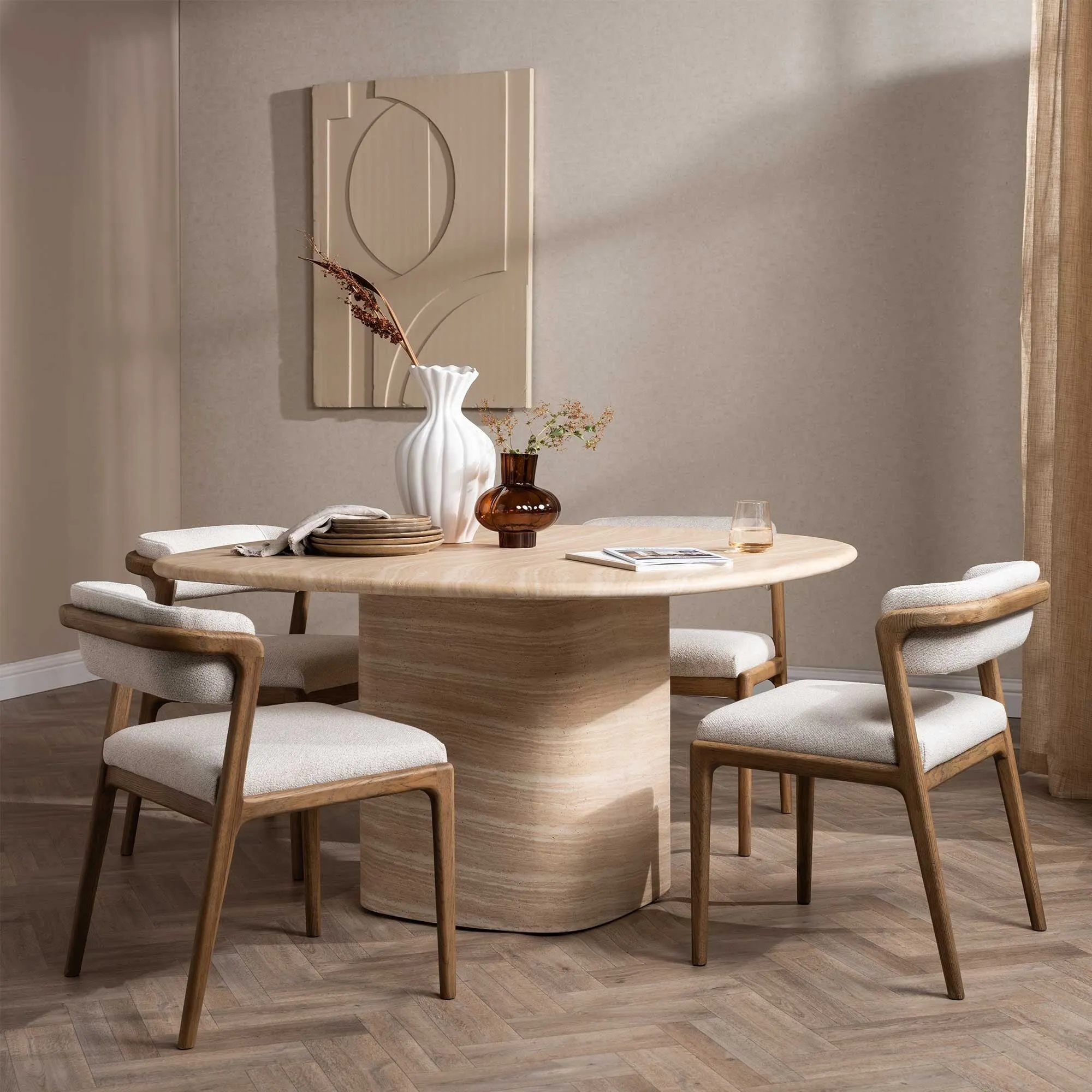 Zira Dining Table - Neutral, Concrete