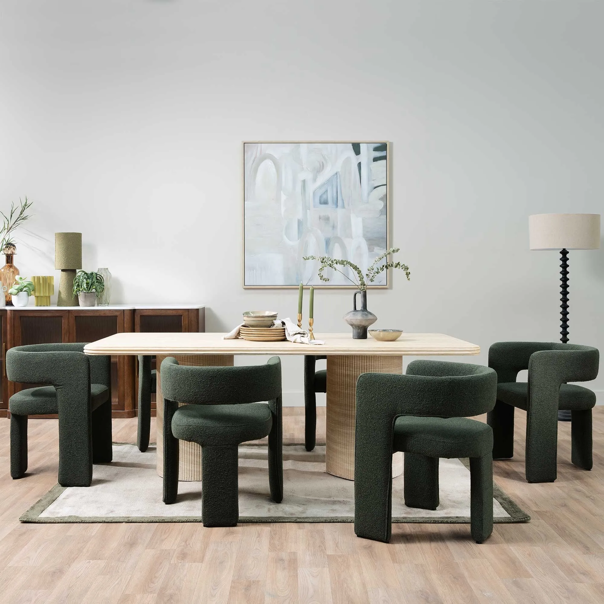 Zira Rectangular Dining Table 200cm - Neutral, Concrete
