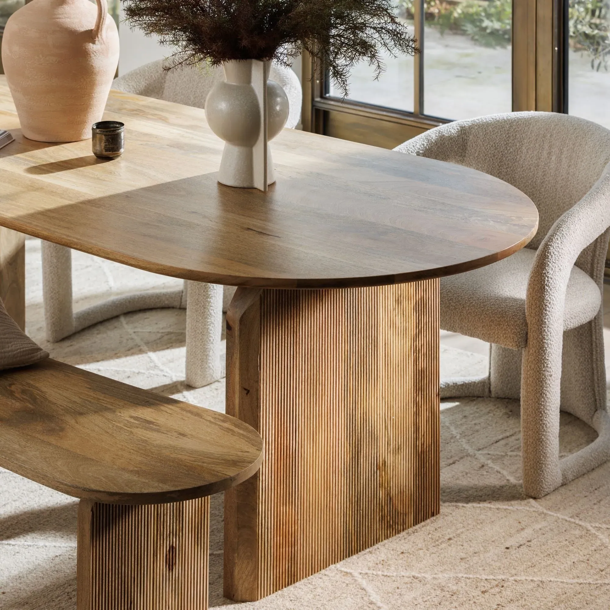 Zuberi 200cm Dining Table - Neutral, Mango Wood