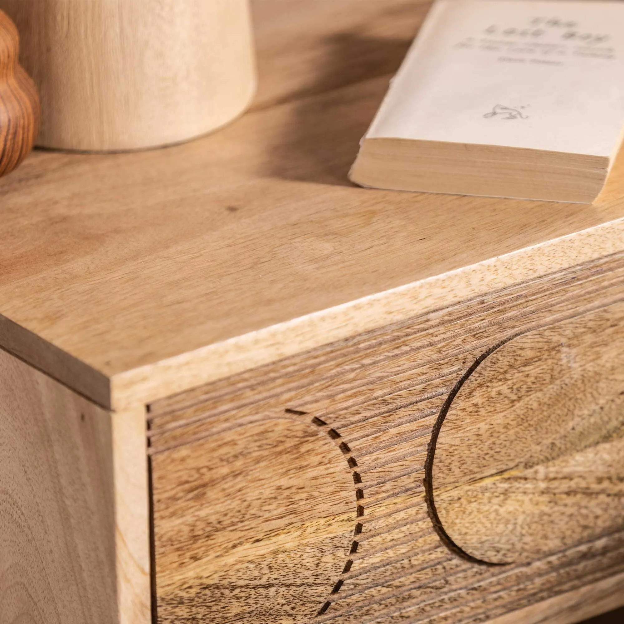 Zuberi Bedside Table - Neutral, Mango Wood