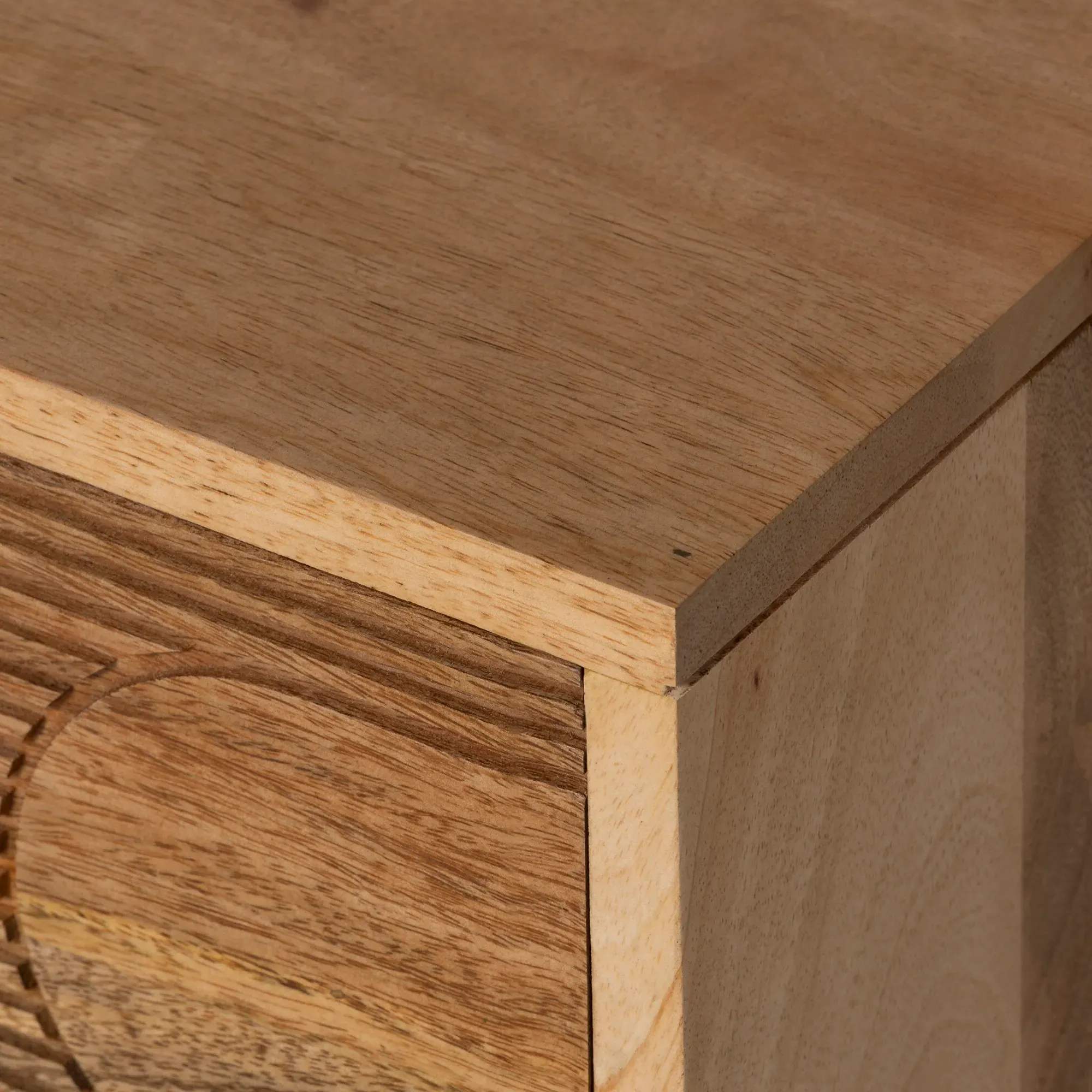 Zuberi Bedside Table - Neutral, Mango Wood