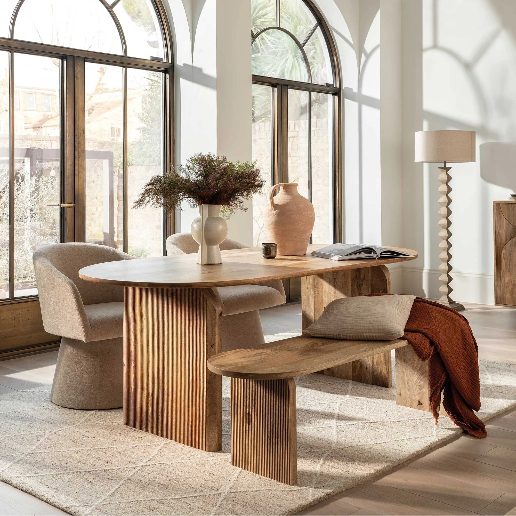 Zuberi Bench 150cm - Neutral, Mango Wood