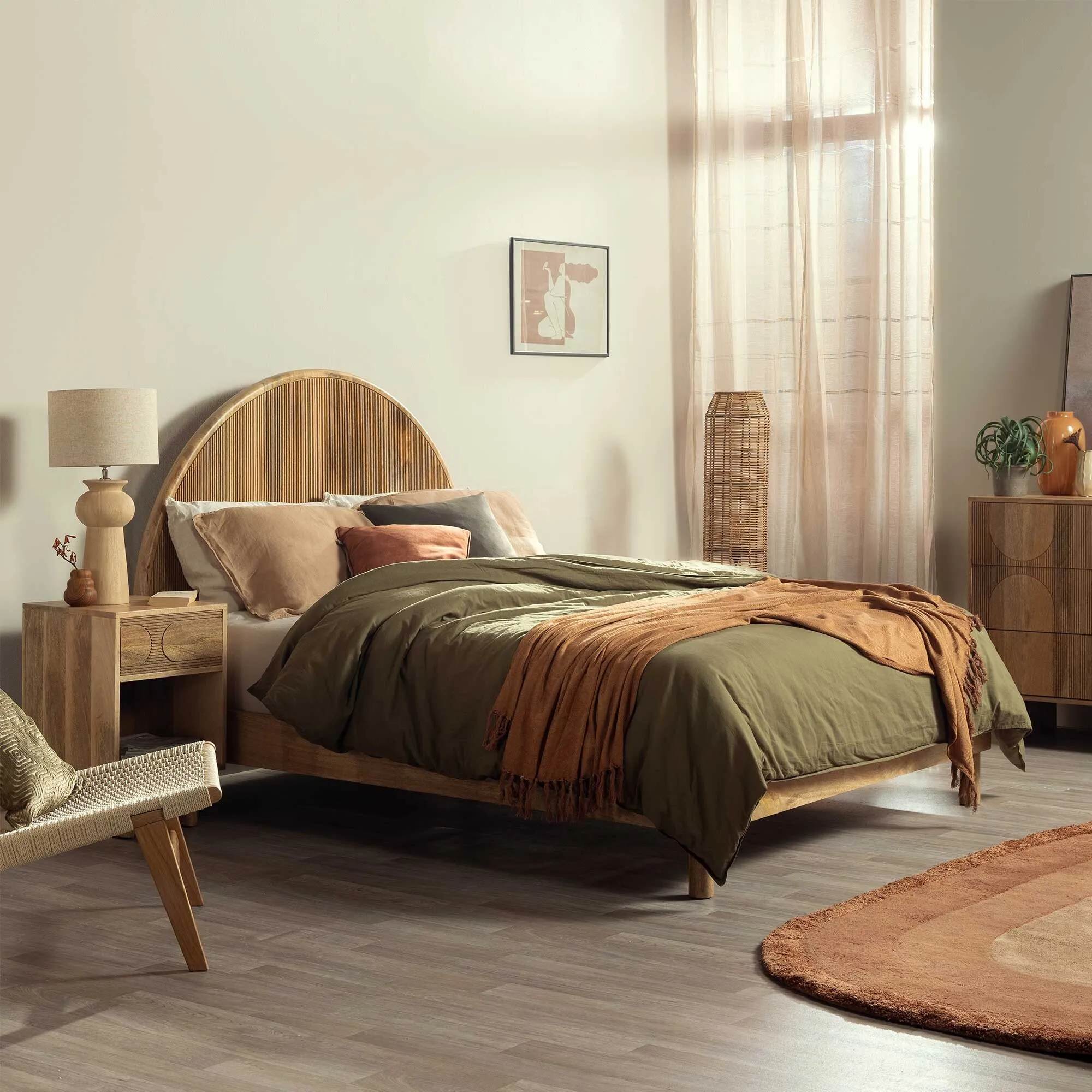 Zuberi King Size Bed Frame - Neutral, Mango Wood